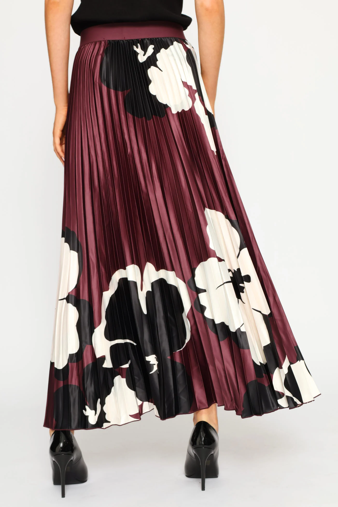 Hyper Floral Satin Maxi Skirt - Plum - Image 5
