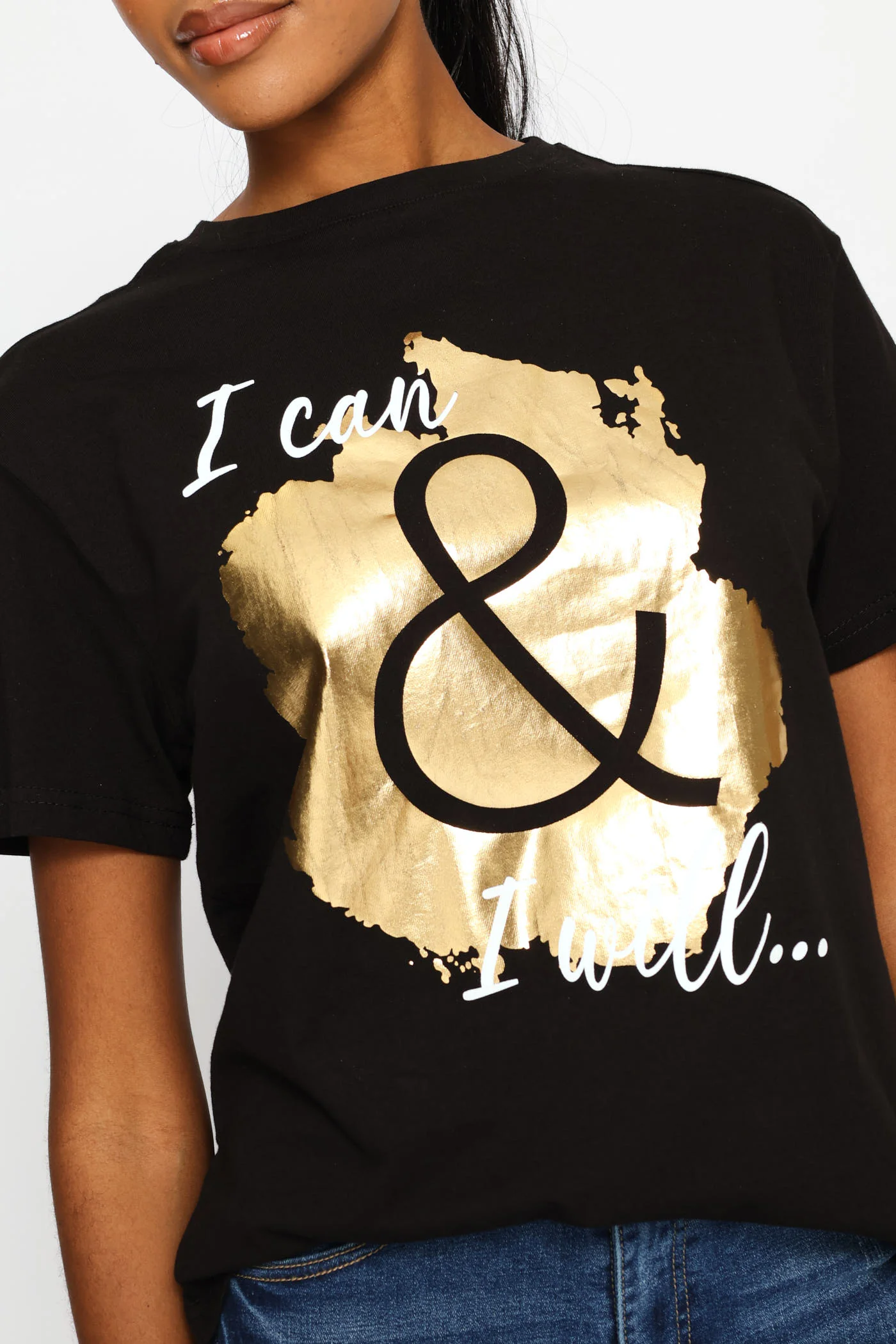 I Can & I Will Foil Regular Tee - Black - Image 2