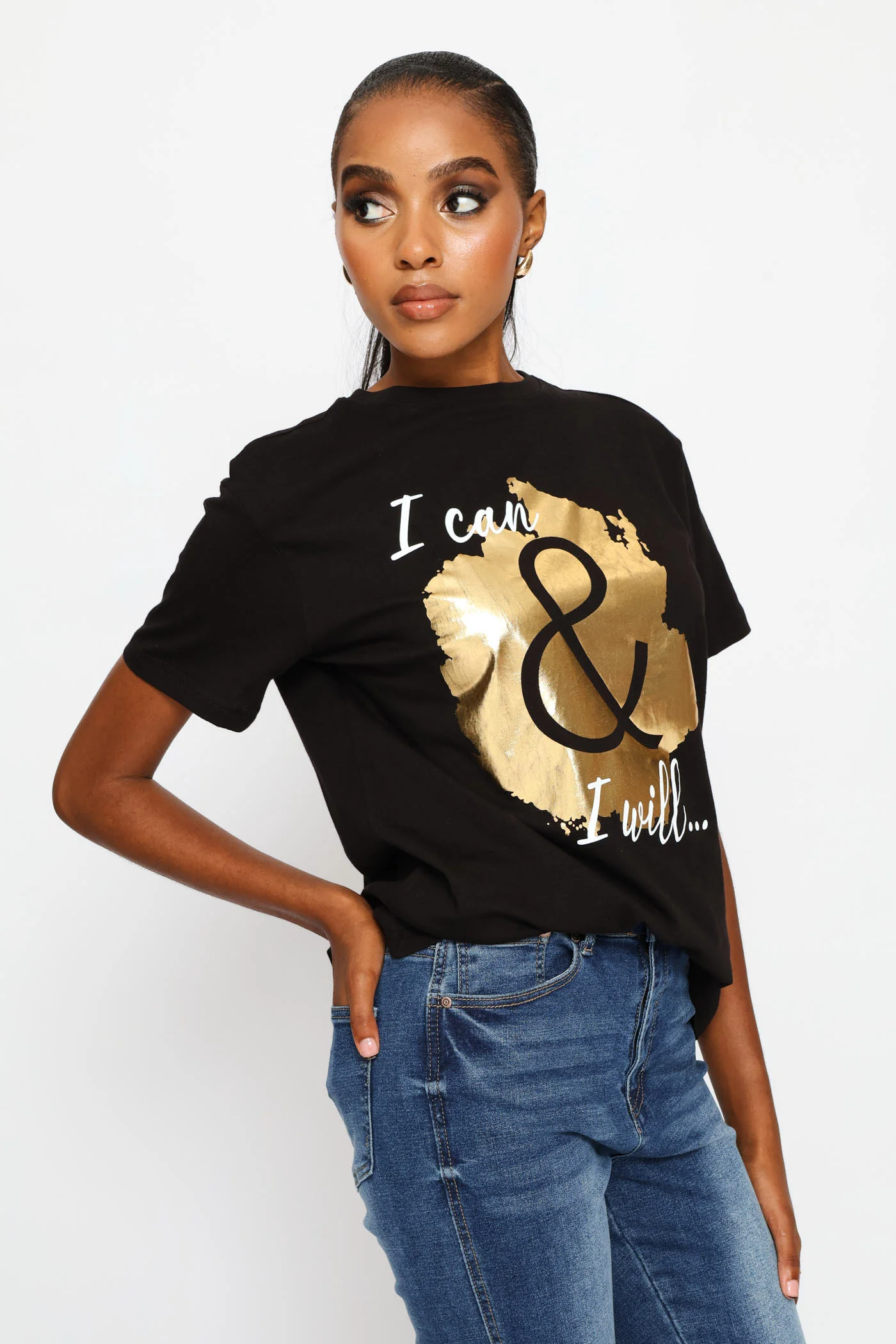 I Can & I Will Foil Regular Tee - Black - Image 4