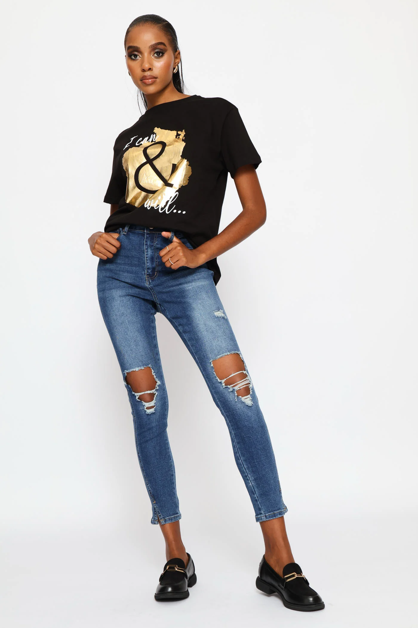 I Can & I Will Foil Regular Tee - Black - Image 5