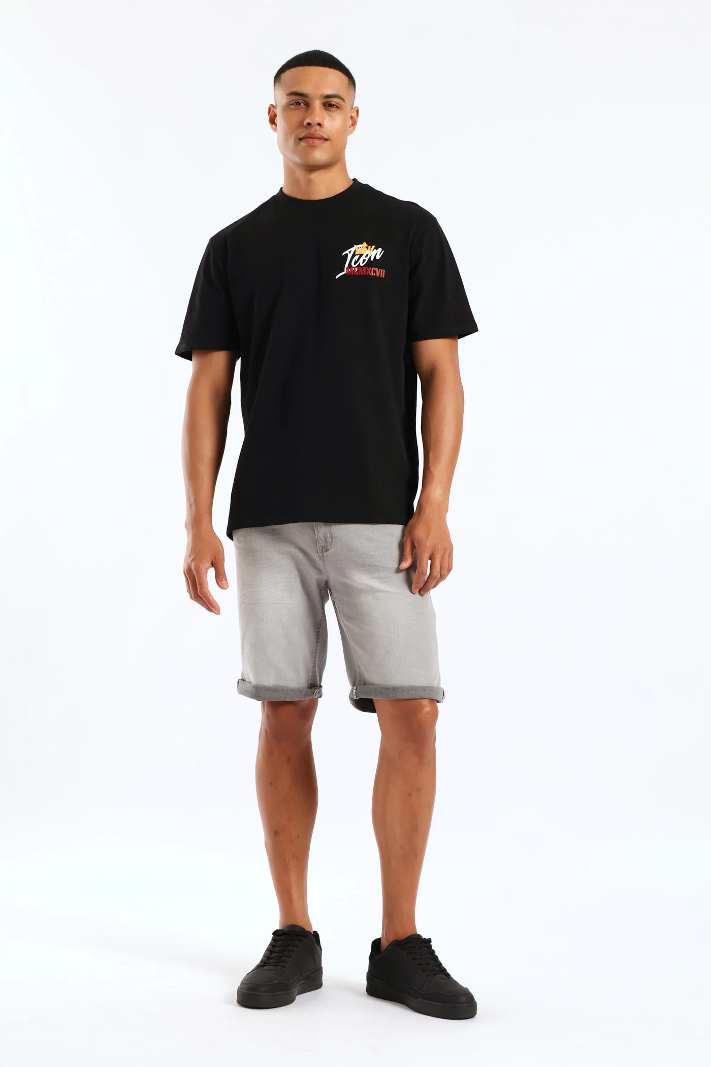 Icon Front & Back Print Tee - Black - Image 3
