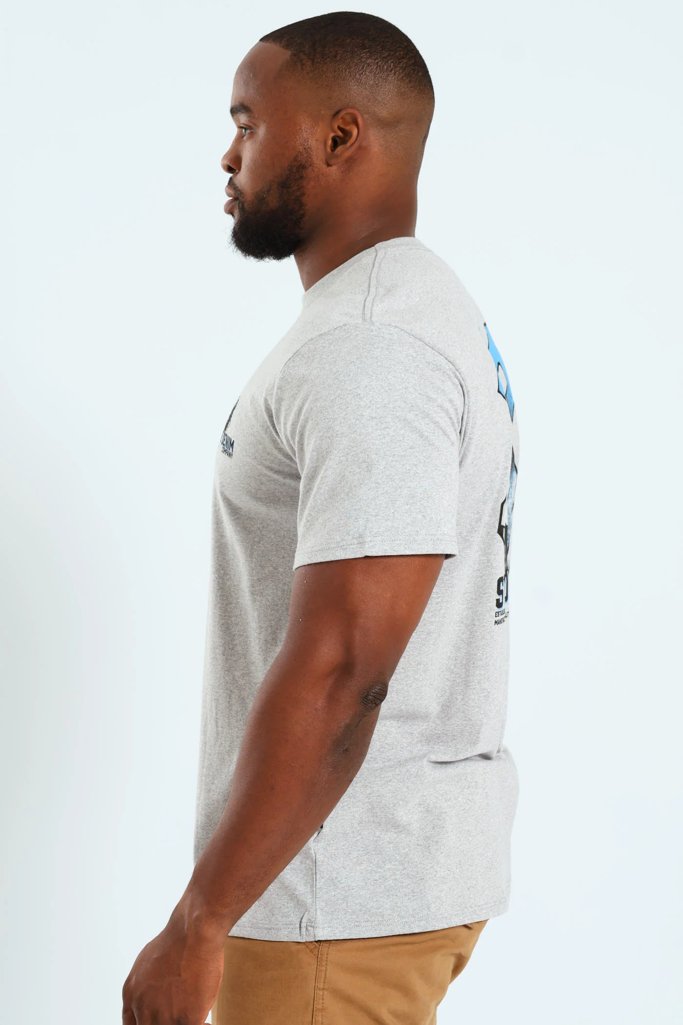 Icon Skull Front & Back Tee - Grey Melange - Image 3