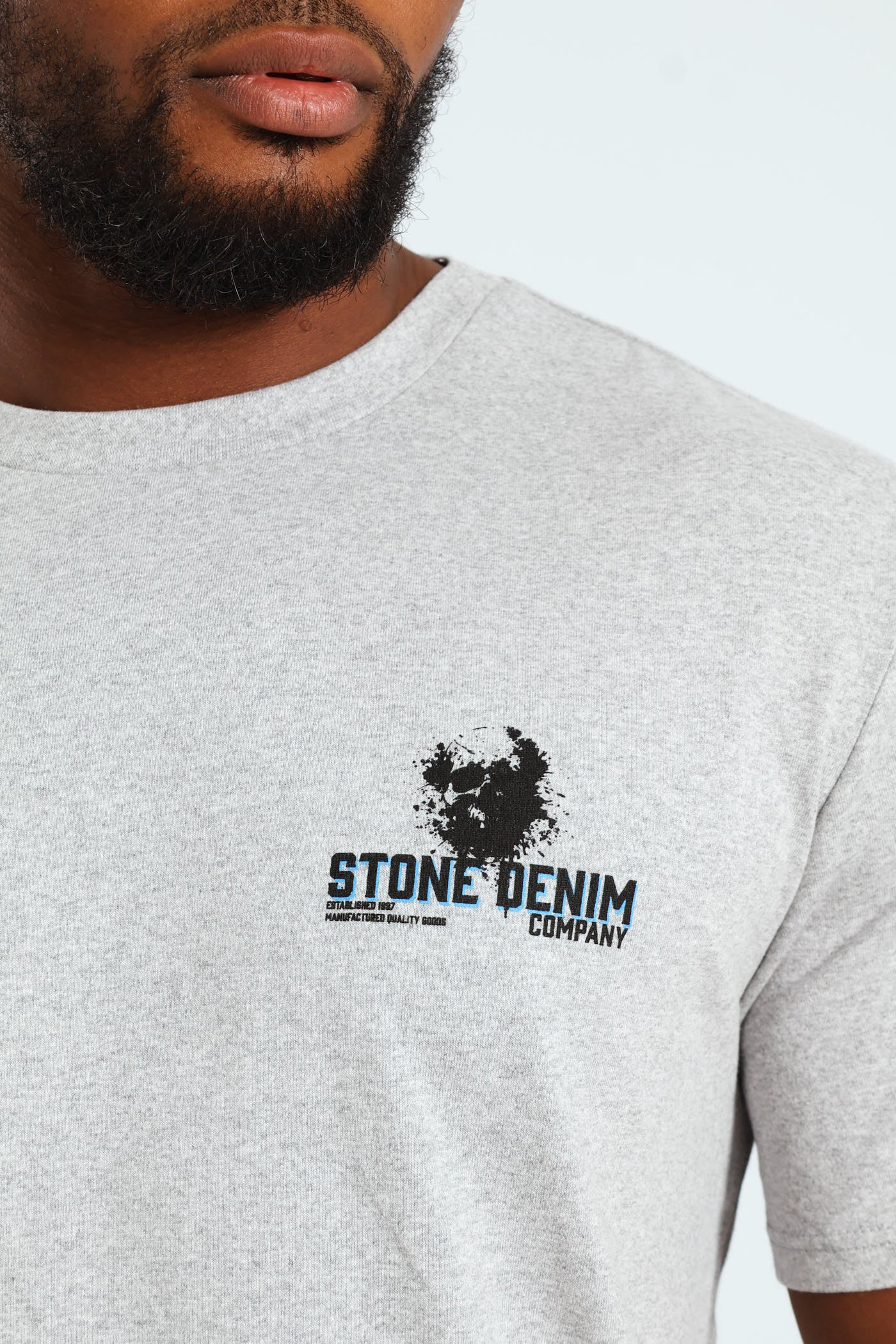 Icon Skull Front & Back Tee - Grey Melange - Image 4