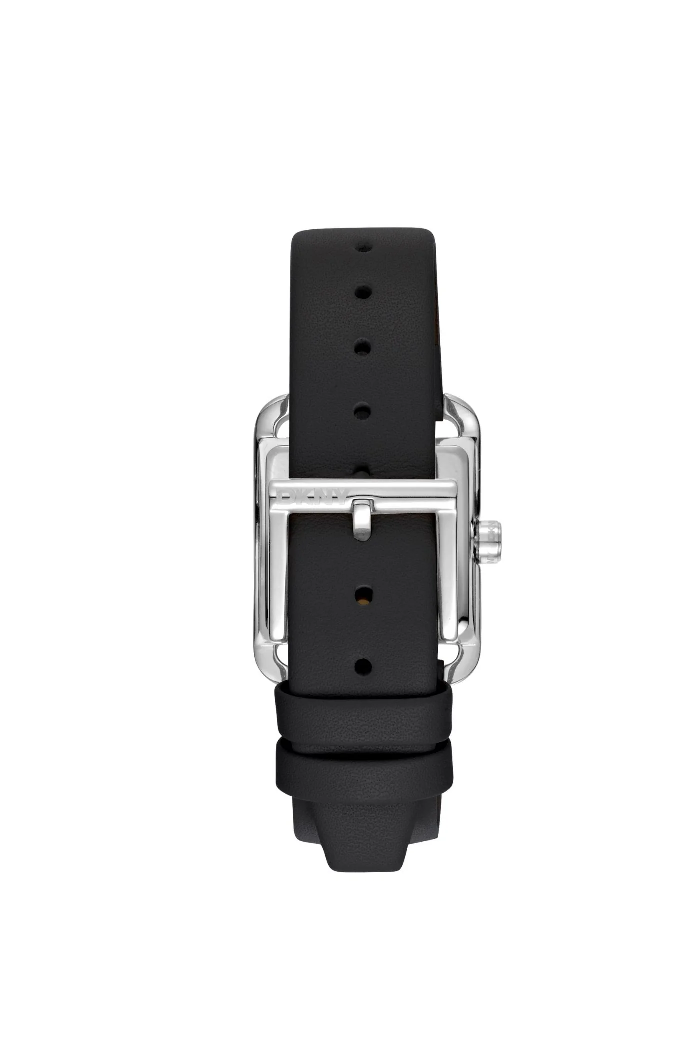 Iconic Square Stainless Steel Case & Dial Watch With Black Leather Strap - Black - Image 2