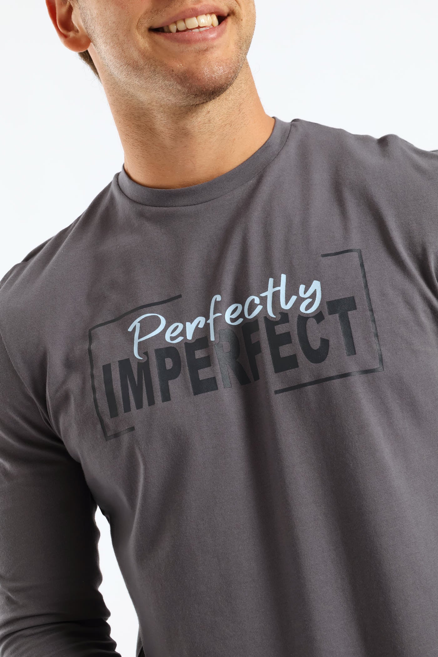 Imperfectly Perfect Chest Print Long Sleeve Tee - Indigo - Image 2