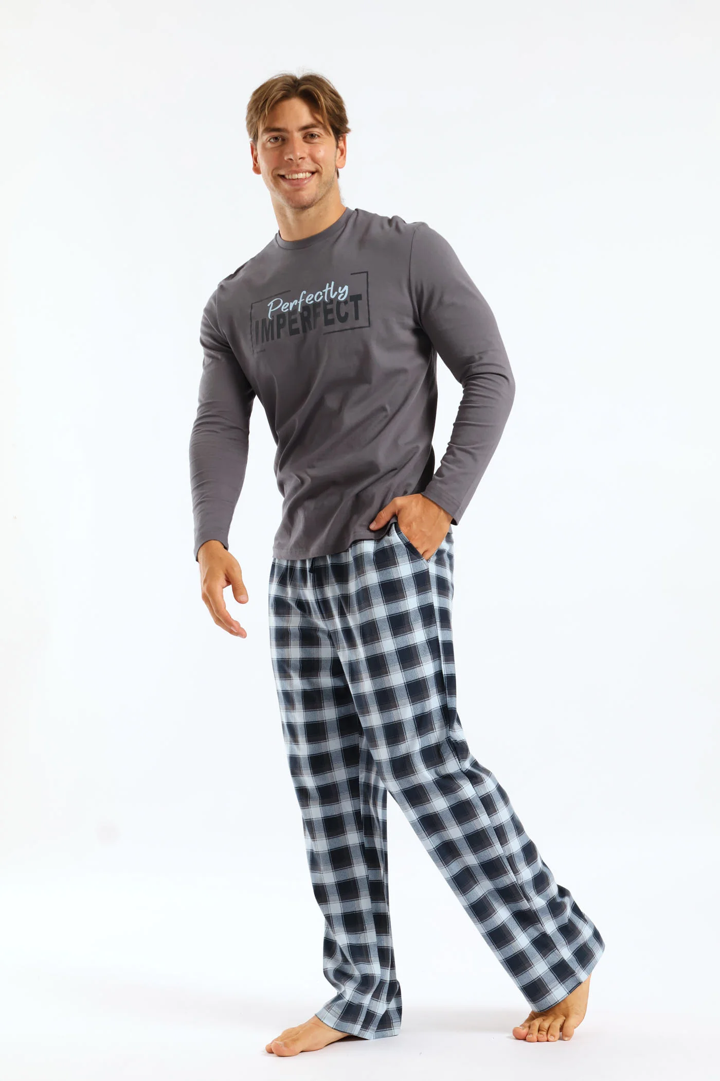 Imperfectly Perfect Chest Print Long Sleeve Tee - Indigo - Image 3
