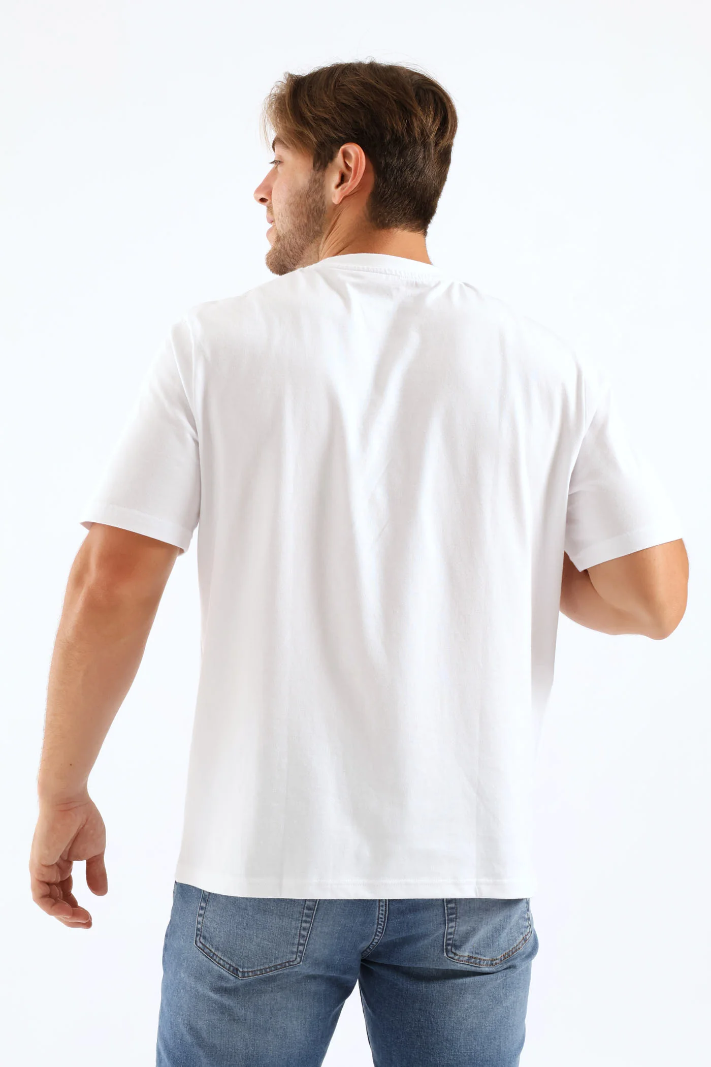 Indigo Blue Chest Print Tee - White - Image 5
