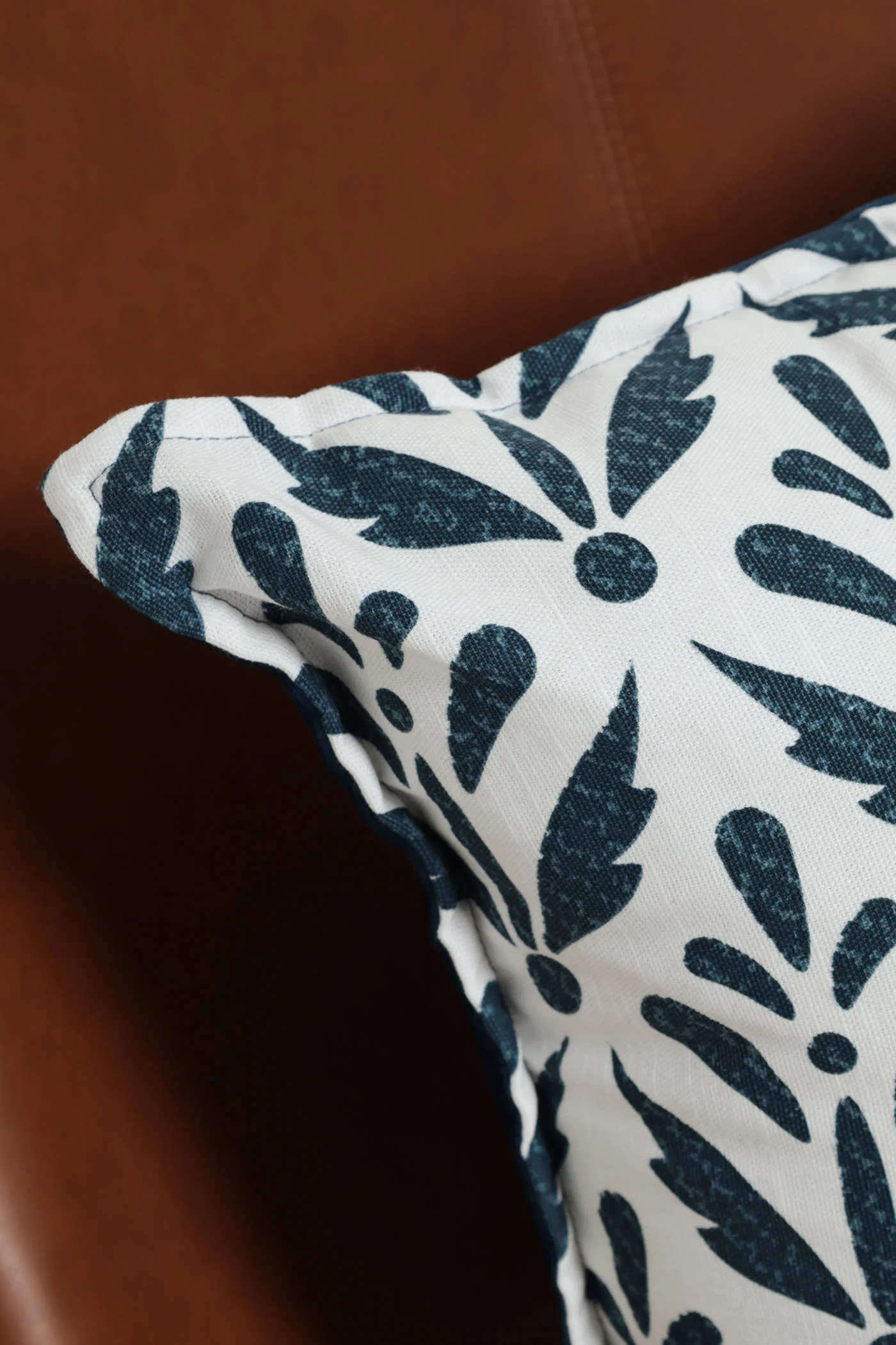 Indigo Grove Block Print Scatter Cushion - Blue - Image 3