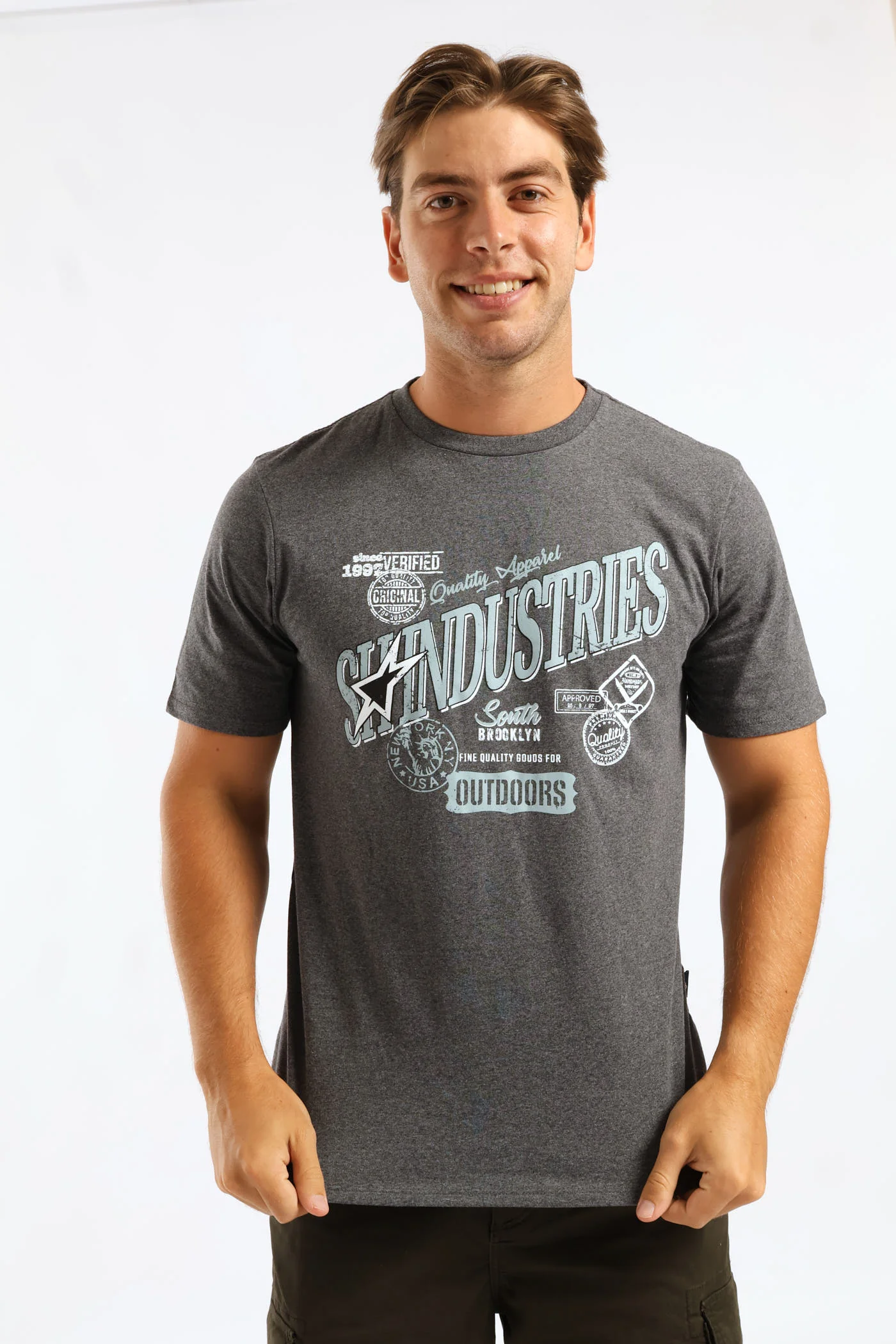 Industries Tee - Charcoal Melange - Image 6