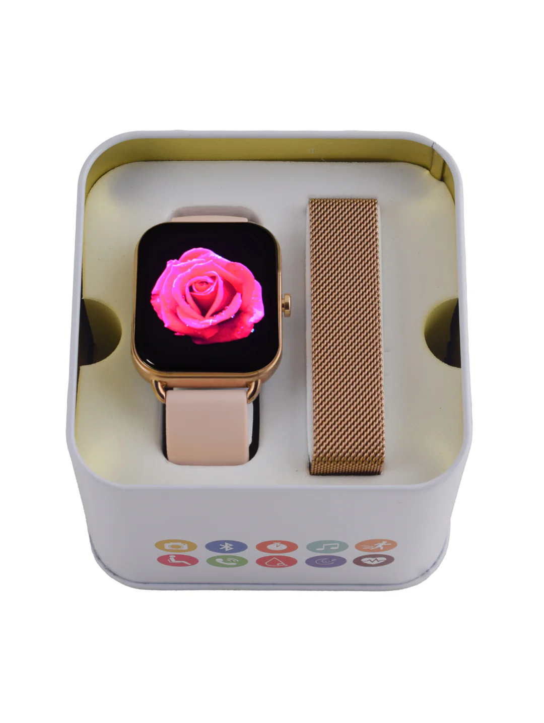 Interchangeable Strap Smart Watch Set - Rose Gold - Image 2