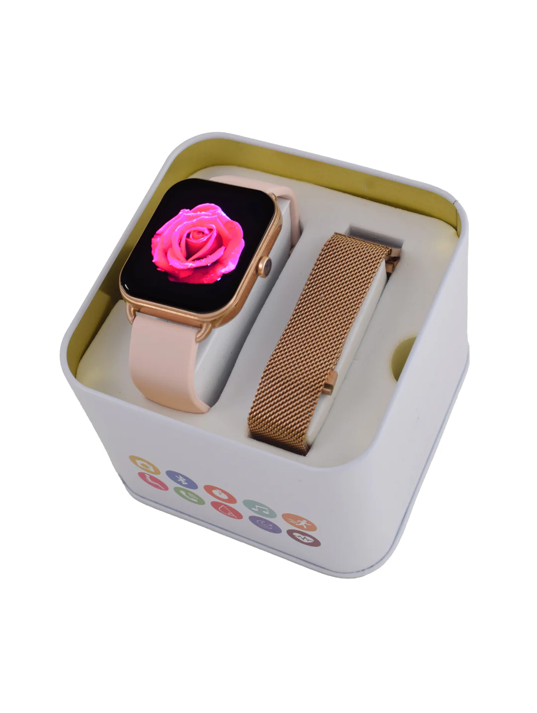 Interchangeable Strap Smart Watch Set - Rose Gold - Image 3