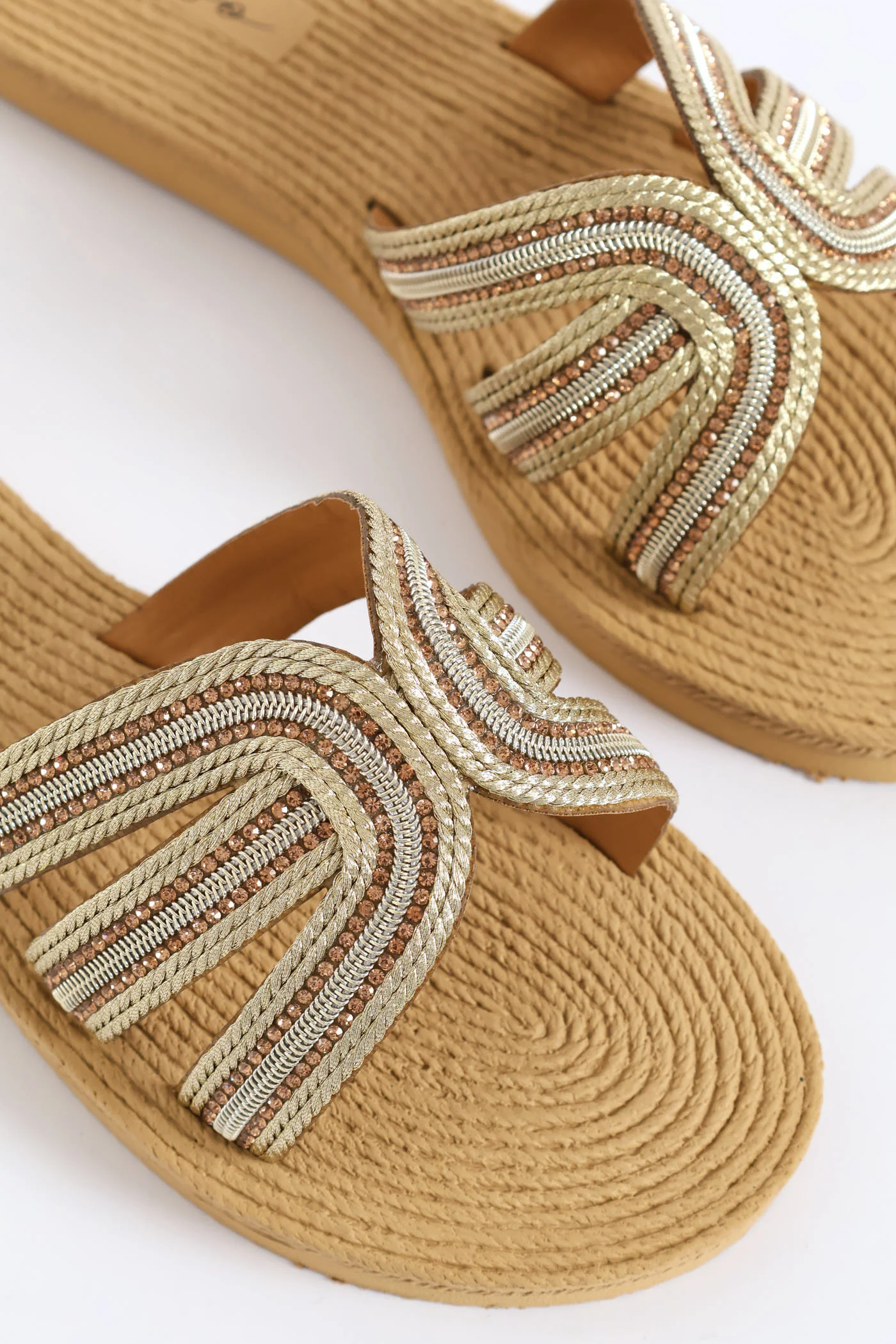 Interlinked Diamante Mule Sandal - Gold - Image 2