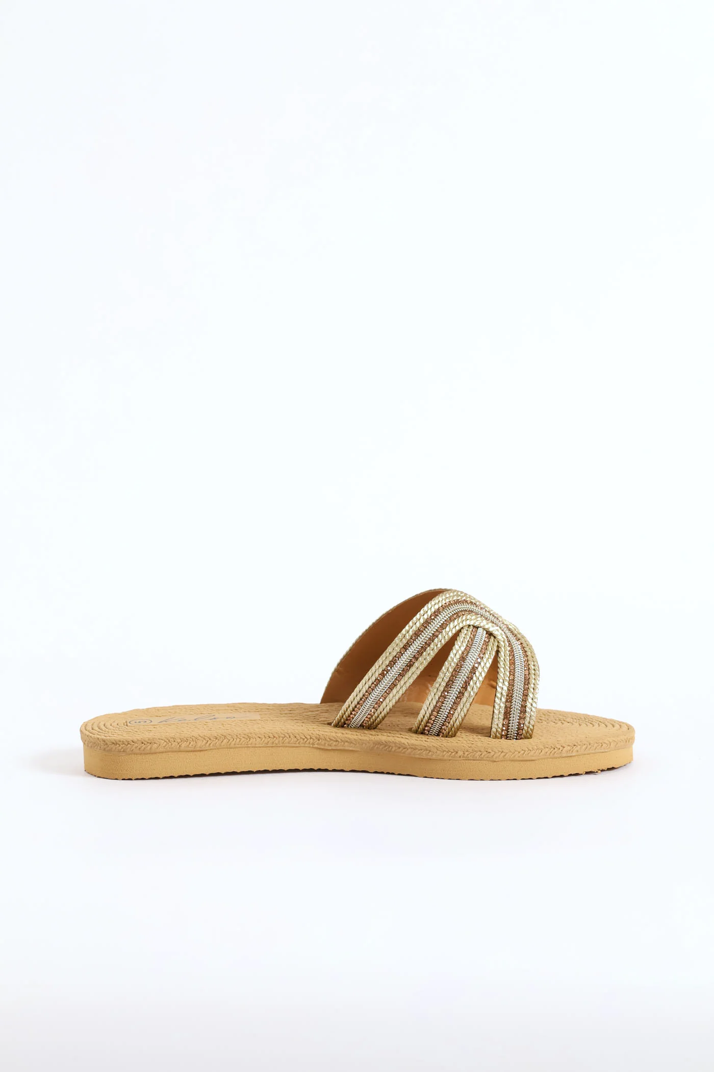 Interlinked Diamante Mule Sandal - Gold - Image 3