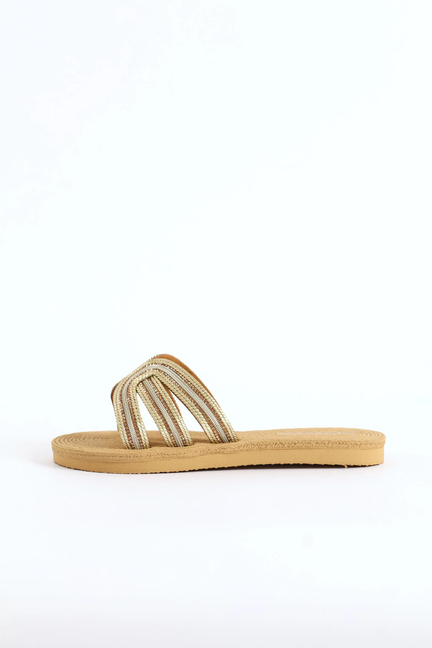 Interlinked Diamante Mule Sandal - Gold - Image 4