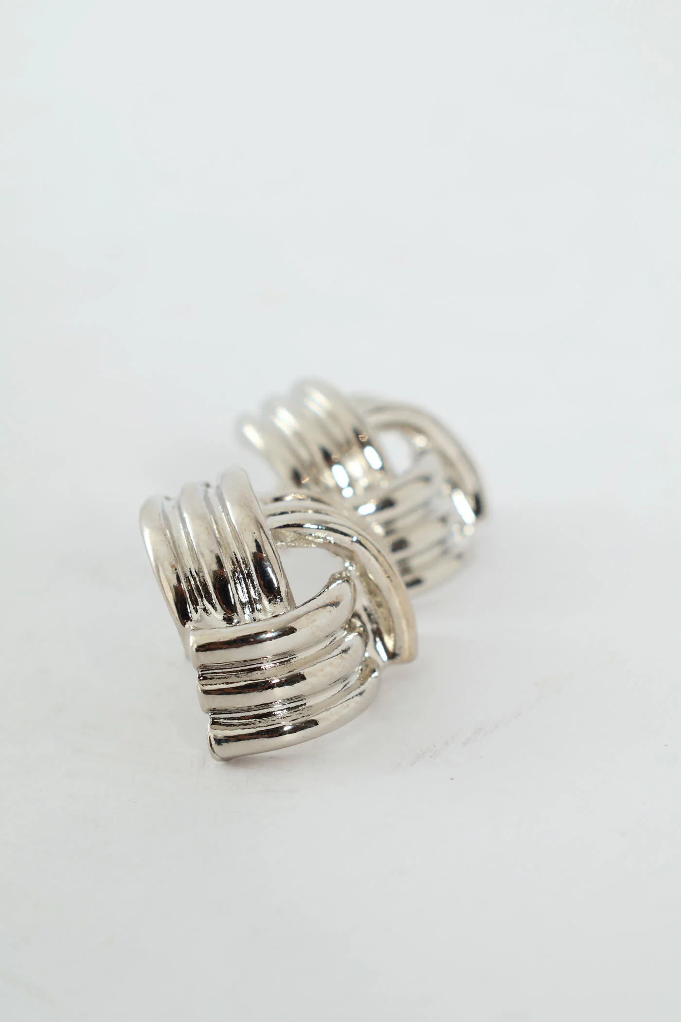 Intertwined Stud Earrings - Silver - Image 2