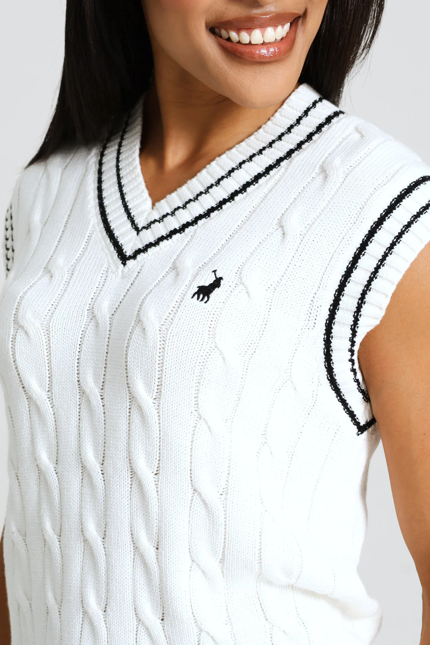Jace Sleeveless Cable Knitwear - Off White - Image 2