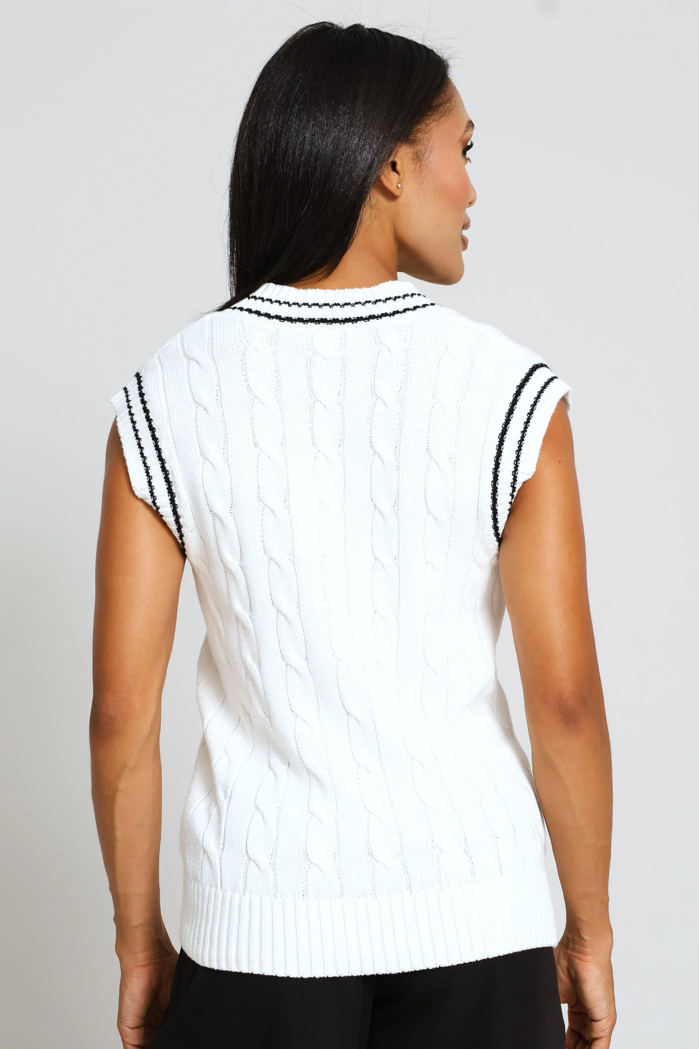 Jace Sleeveless Cable Knitwear - Off White - Image 5