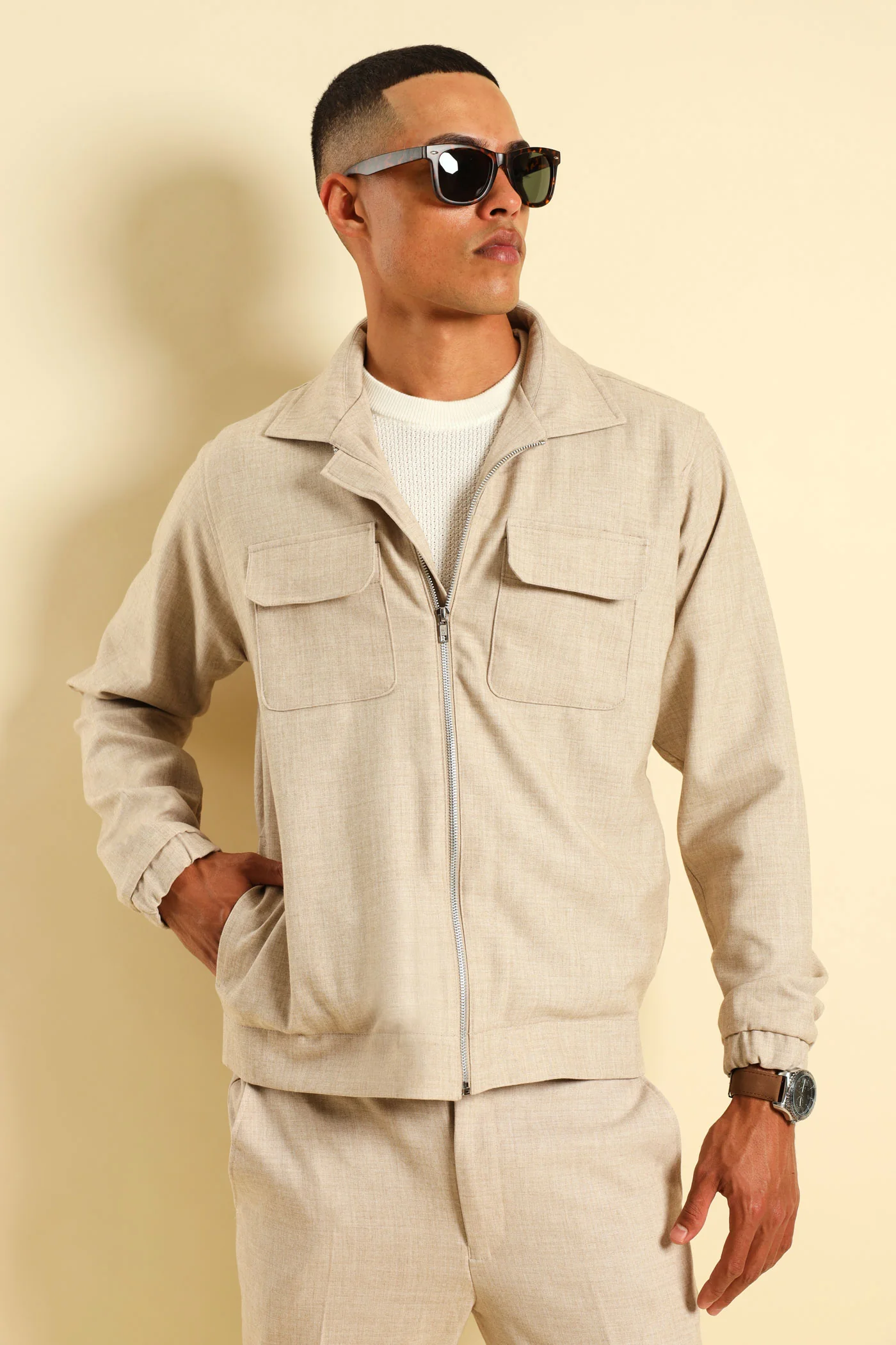 Double Pocket Jacket - Tan - Image 5