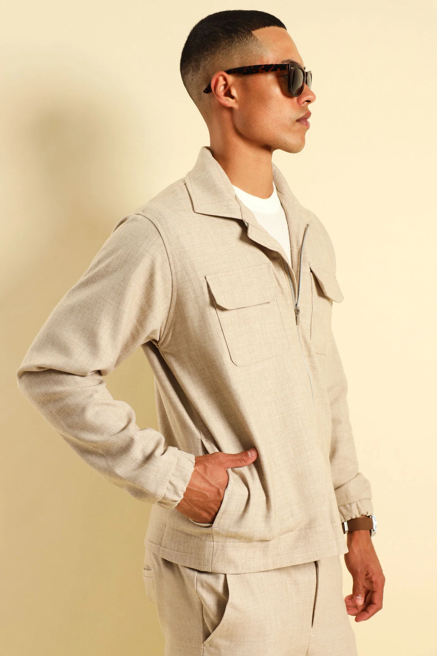 Double Pocket Jacket - Tan - Image 6
