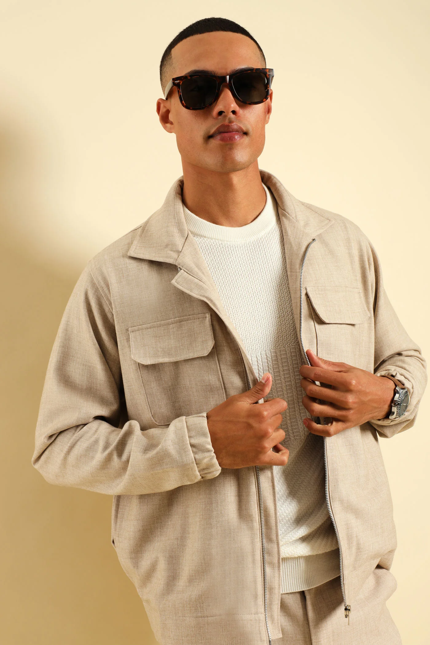 Double Pocket Jacket - Tan - Image 8