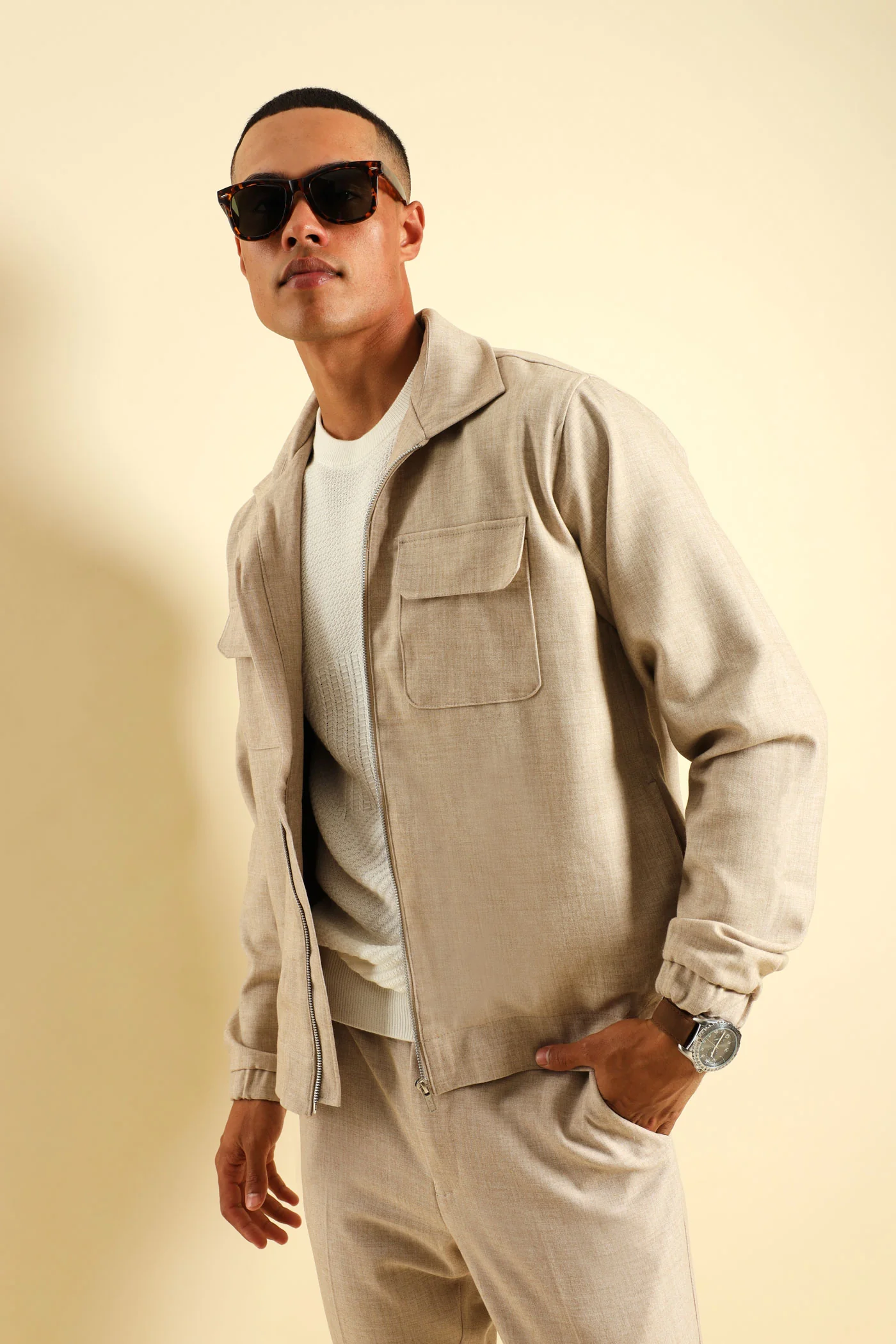 Double Pocket Jacket - Tan - Image 9