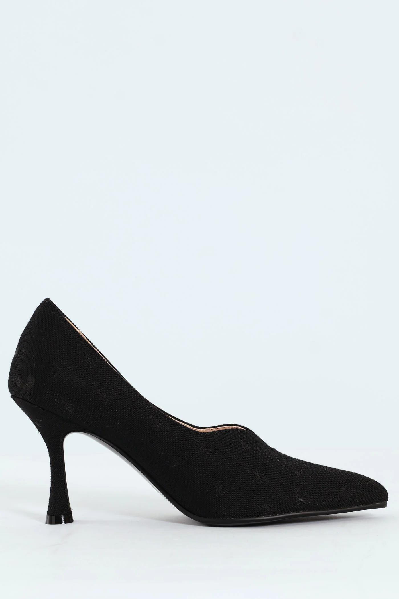 Jacquard Monogram Pointed Toe Court Heel - Black - Image 4