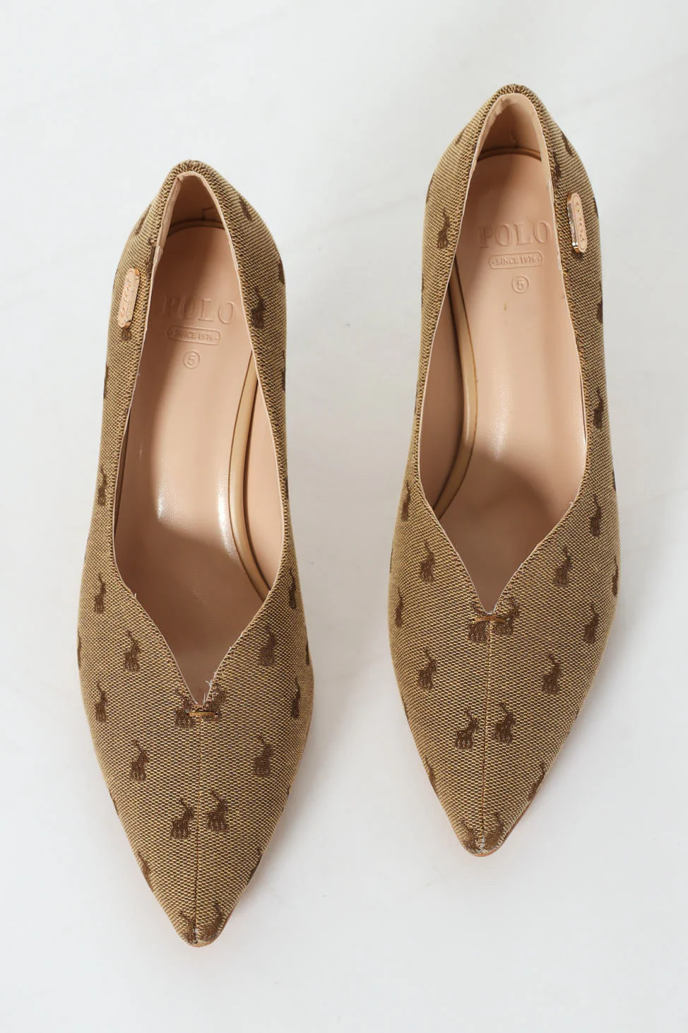Jacquard Monogram Pointed Toe Court Heel - Stone - Image 6