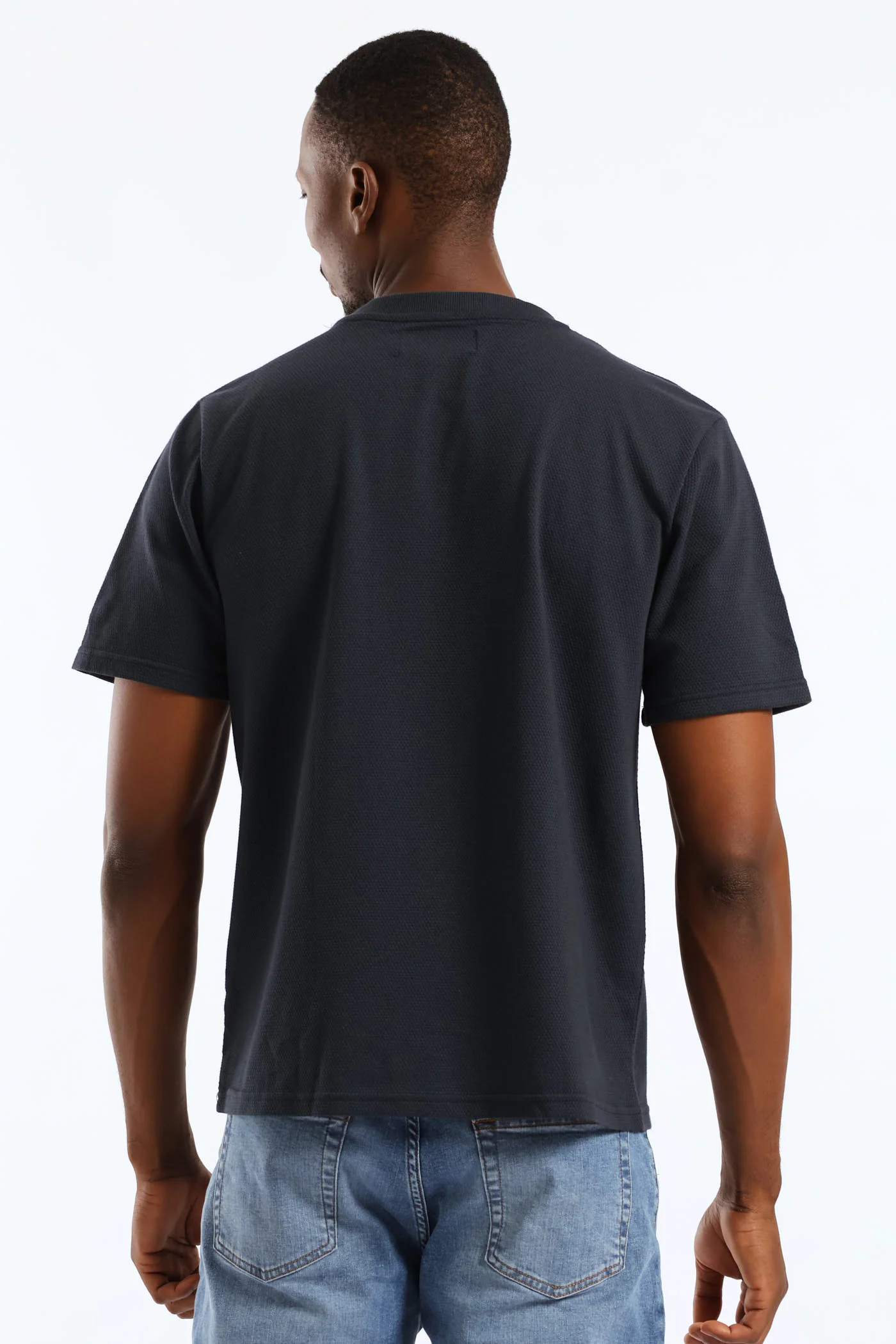 Jacquard Pineapple Tee - Navy - Image 3