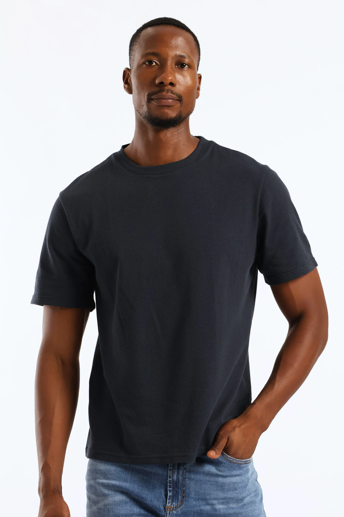 Jacquard Pineapple Tee - Navy - Image 4