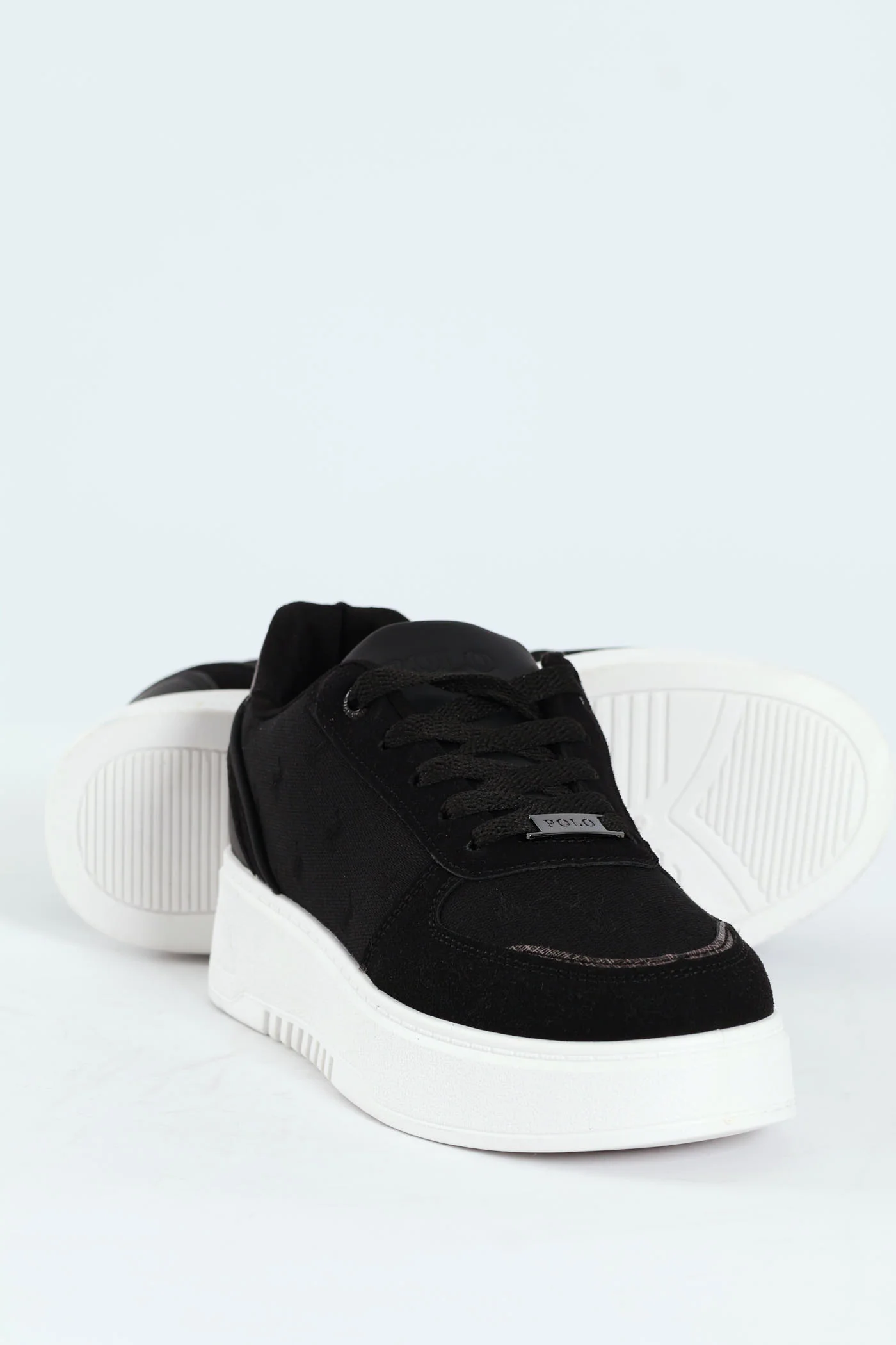 Jacquard Platform Lace Up Sneaker - Black/White - Image 2