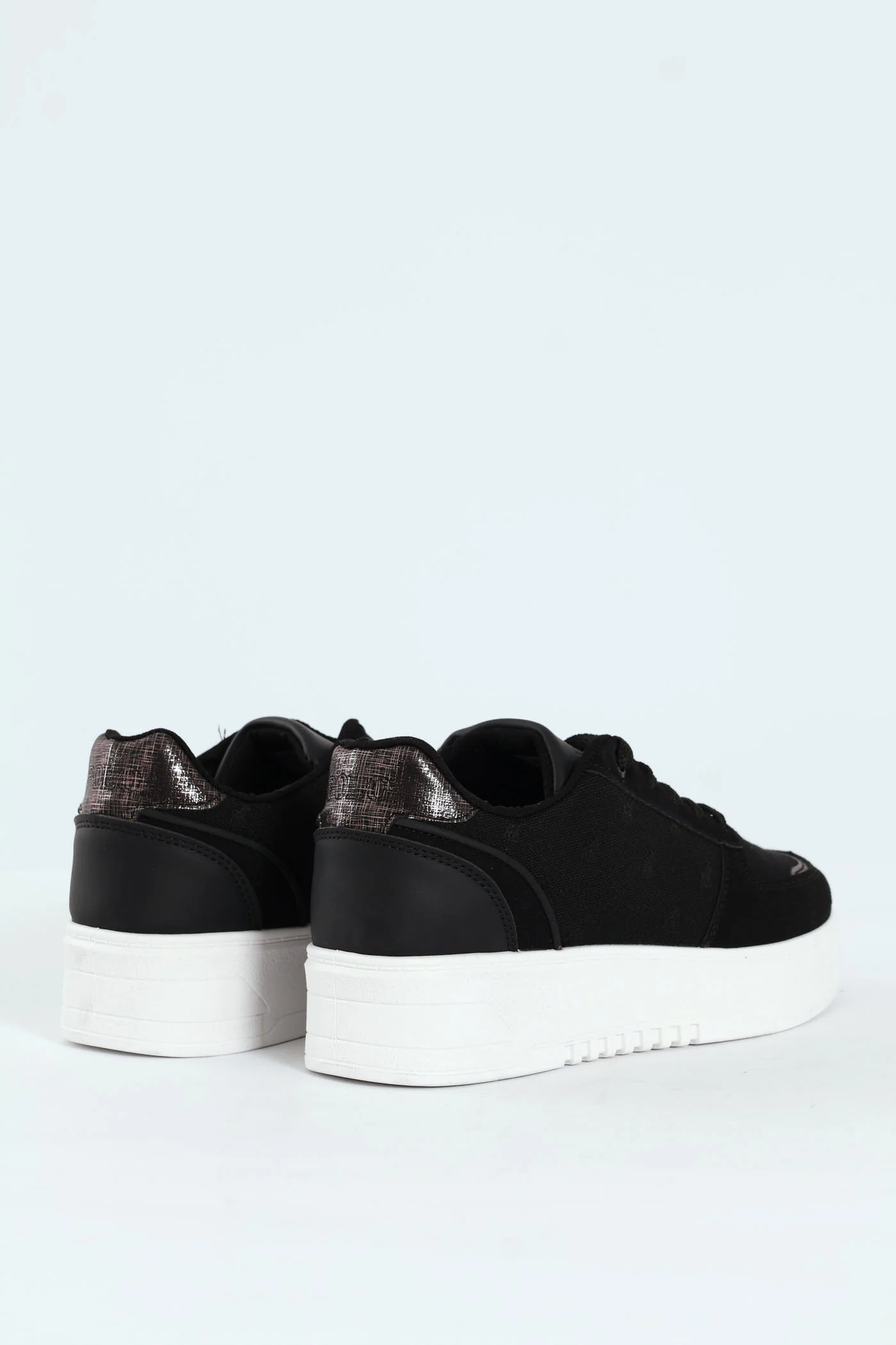 Jacquard Platform Lace Up Sneaker - Black/White - Image 3