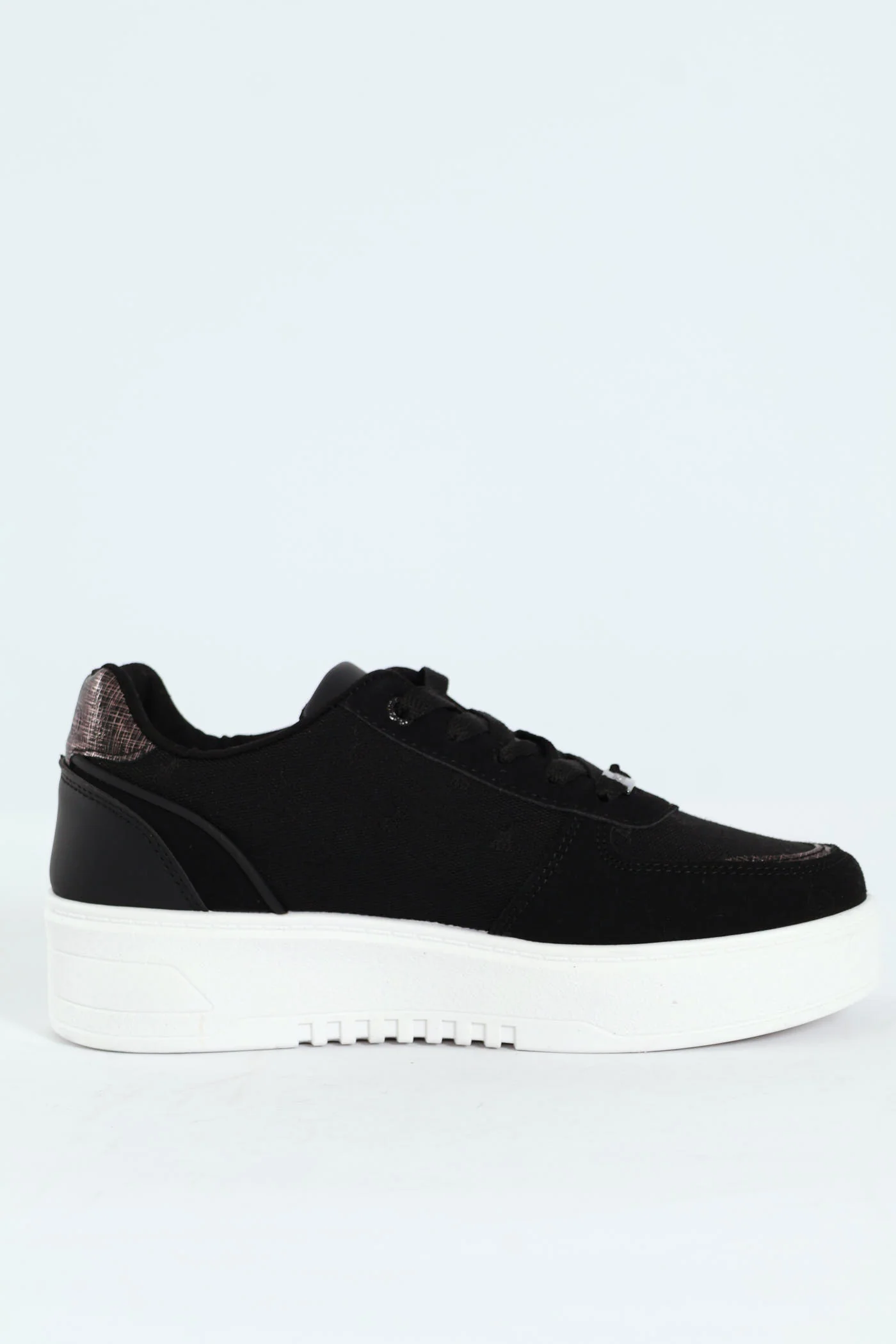 Jacquard Platform Lace Up Sneaker - Black/White - Image 4