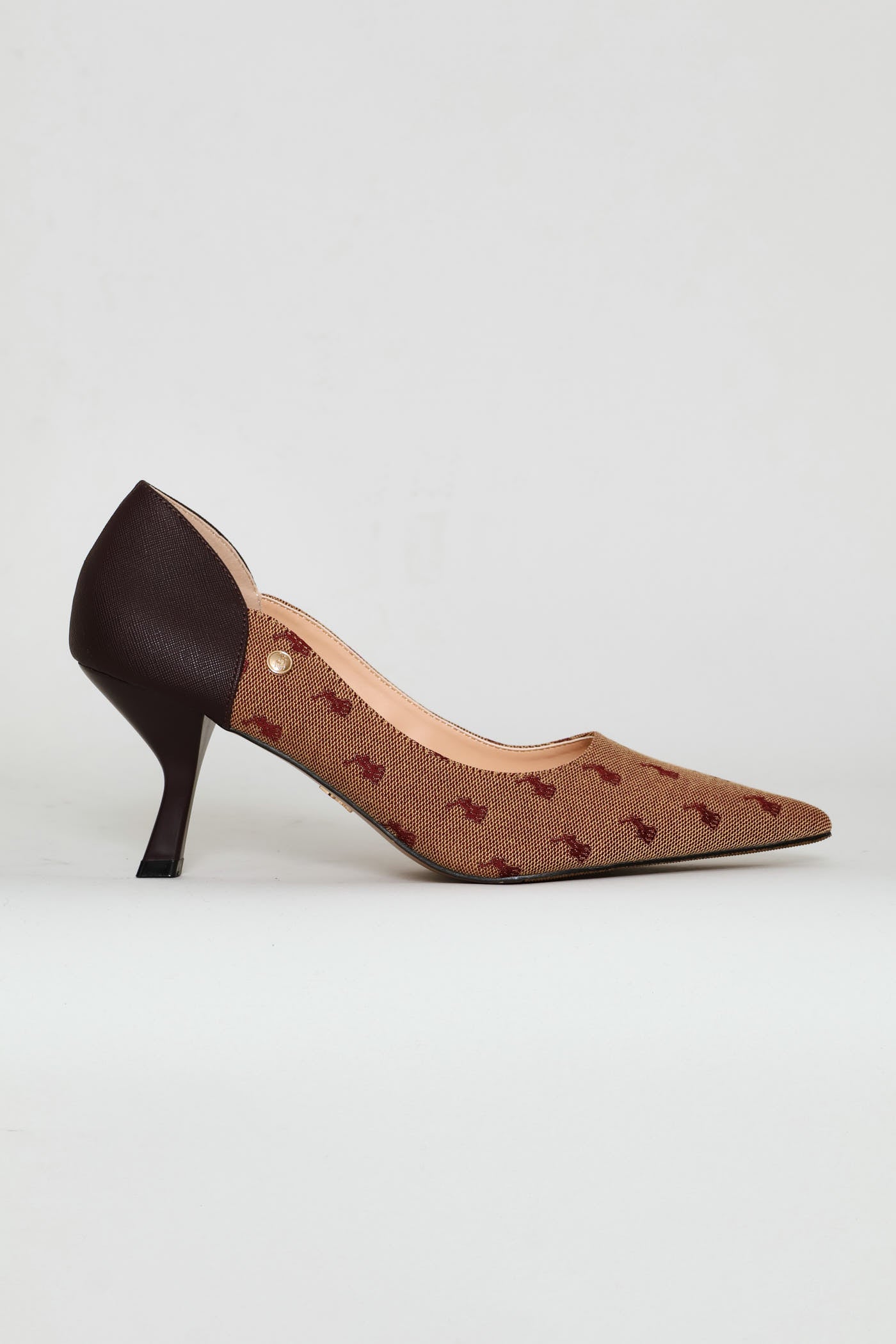 Jacquard Pointed Pump Heel - Burgundy - Image 3
