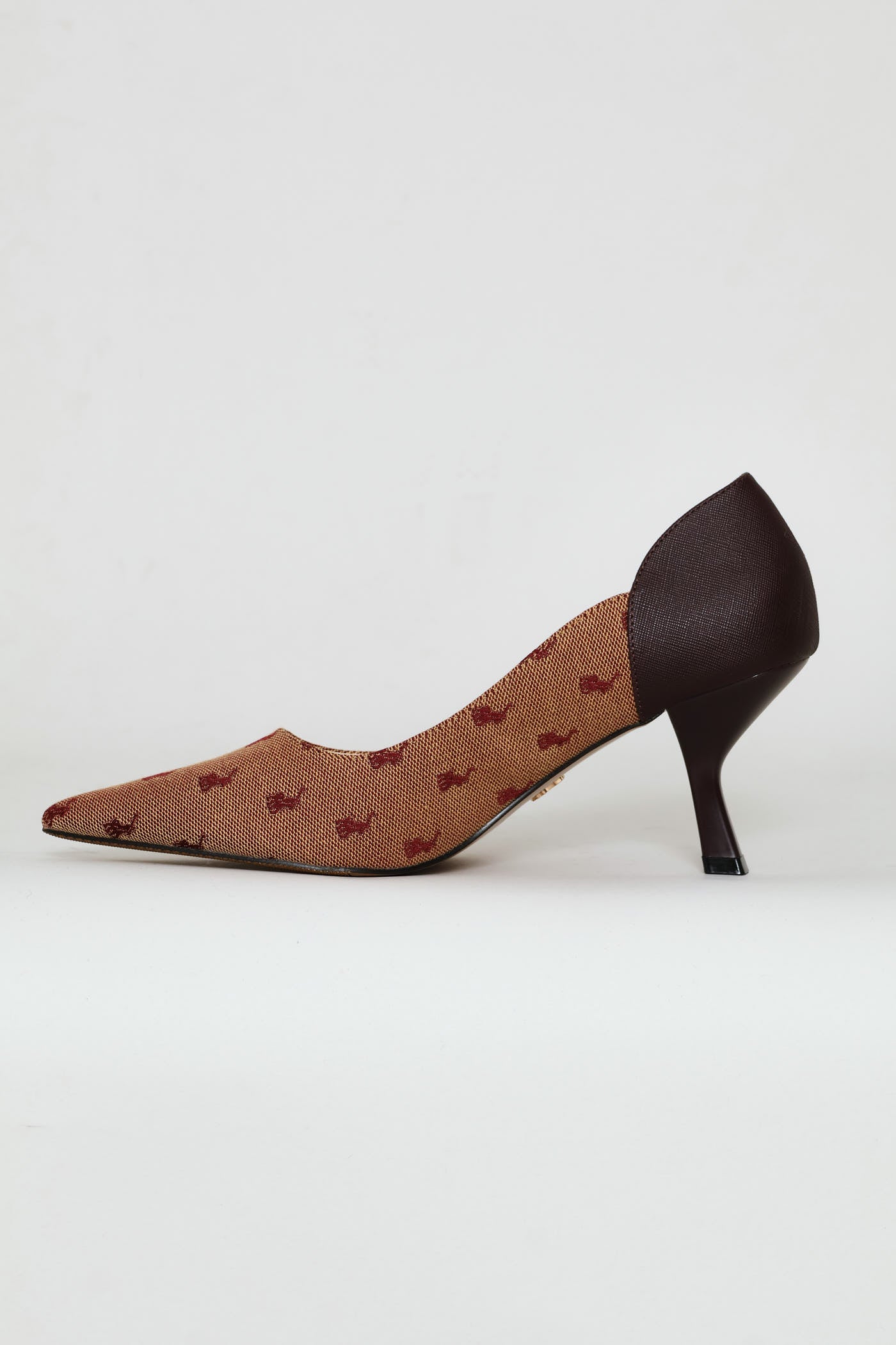 Jacquard Pointed Pump Heel - Burgundy - Image 4