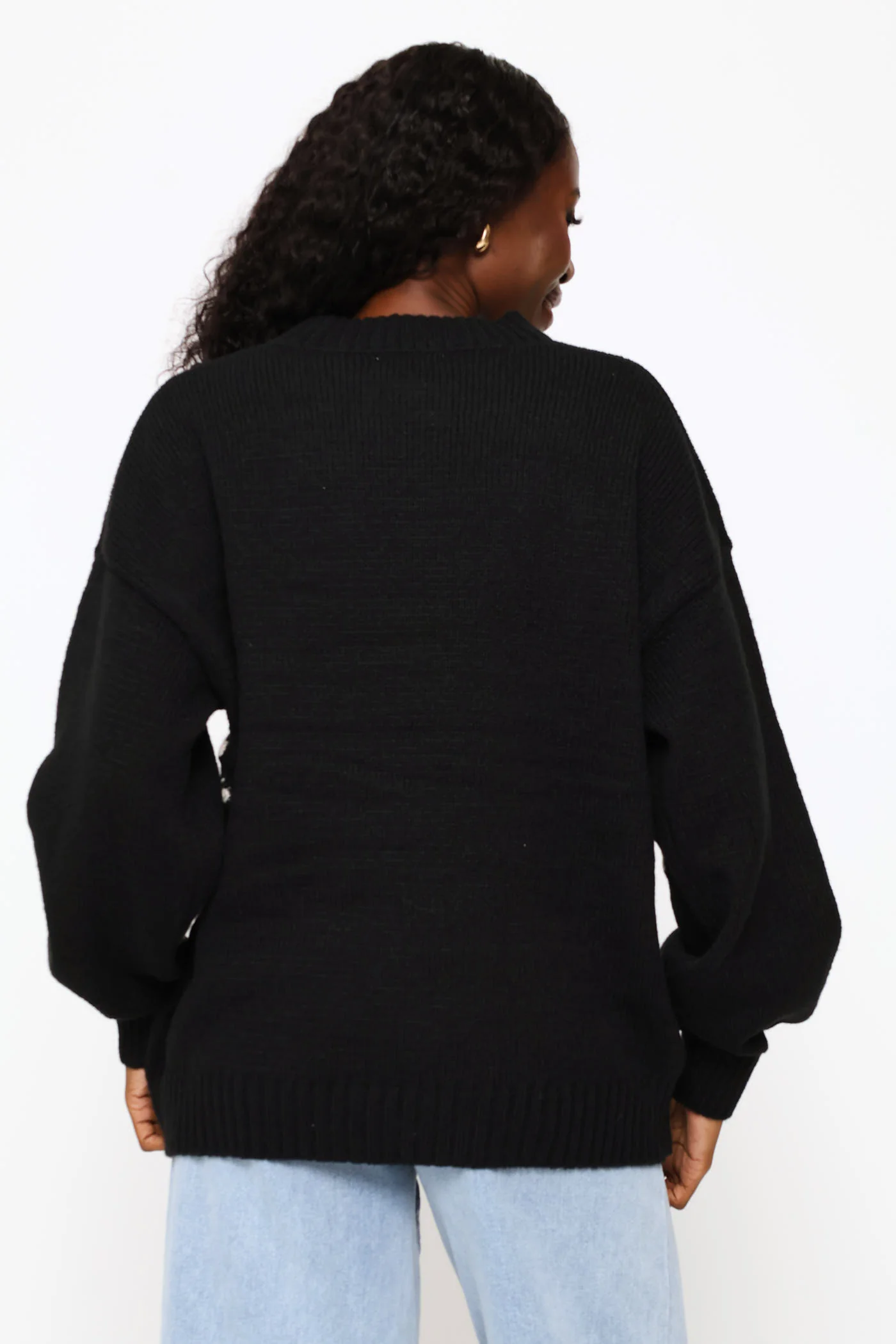Jacquard Print Pullover - Black - Image 3