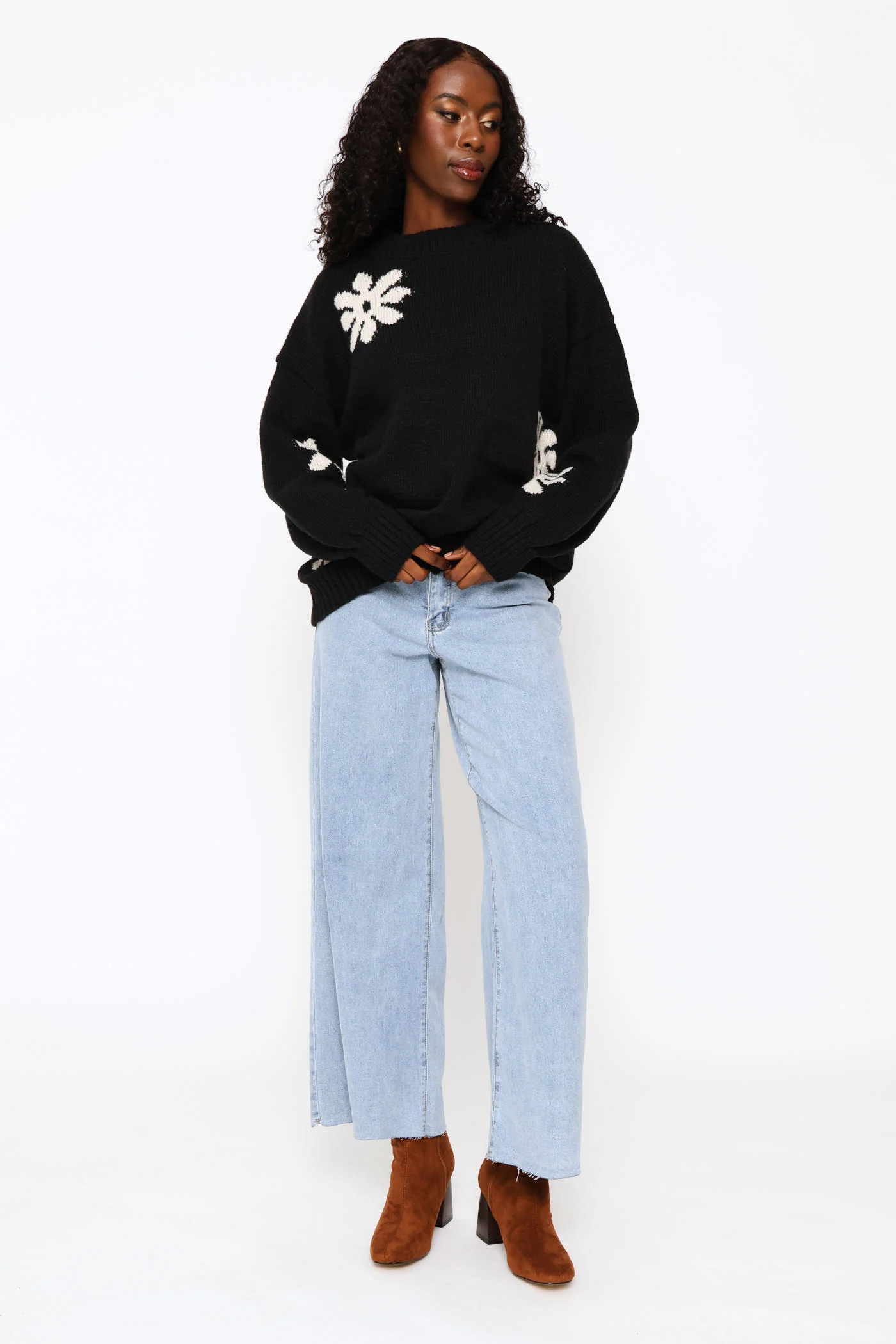 Jacquard Print Pullover - Black - Image 5