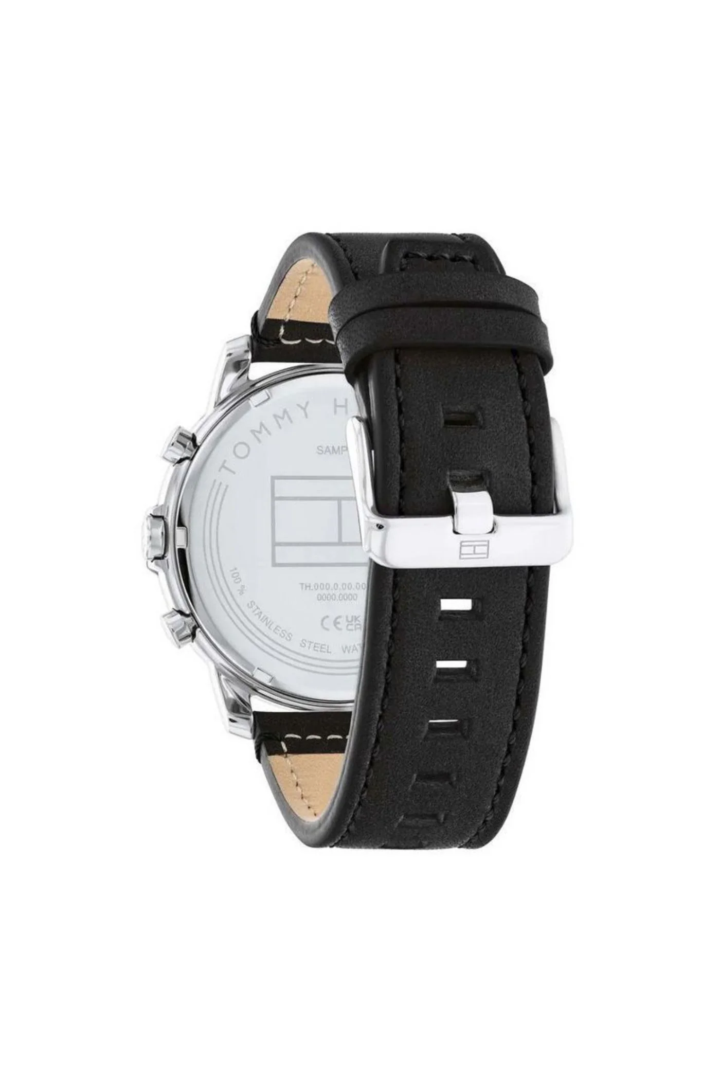 Jameson Mens Leather Strap Multifunction Black Dial Quartz Watch - Black - Image 4