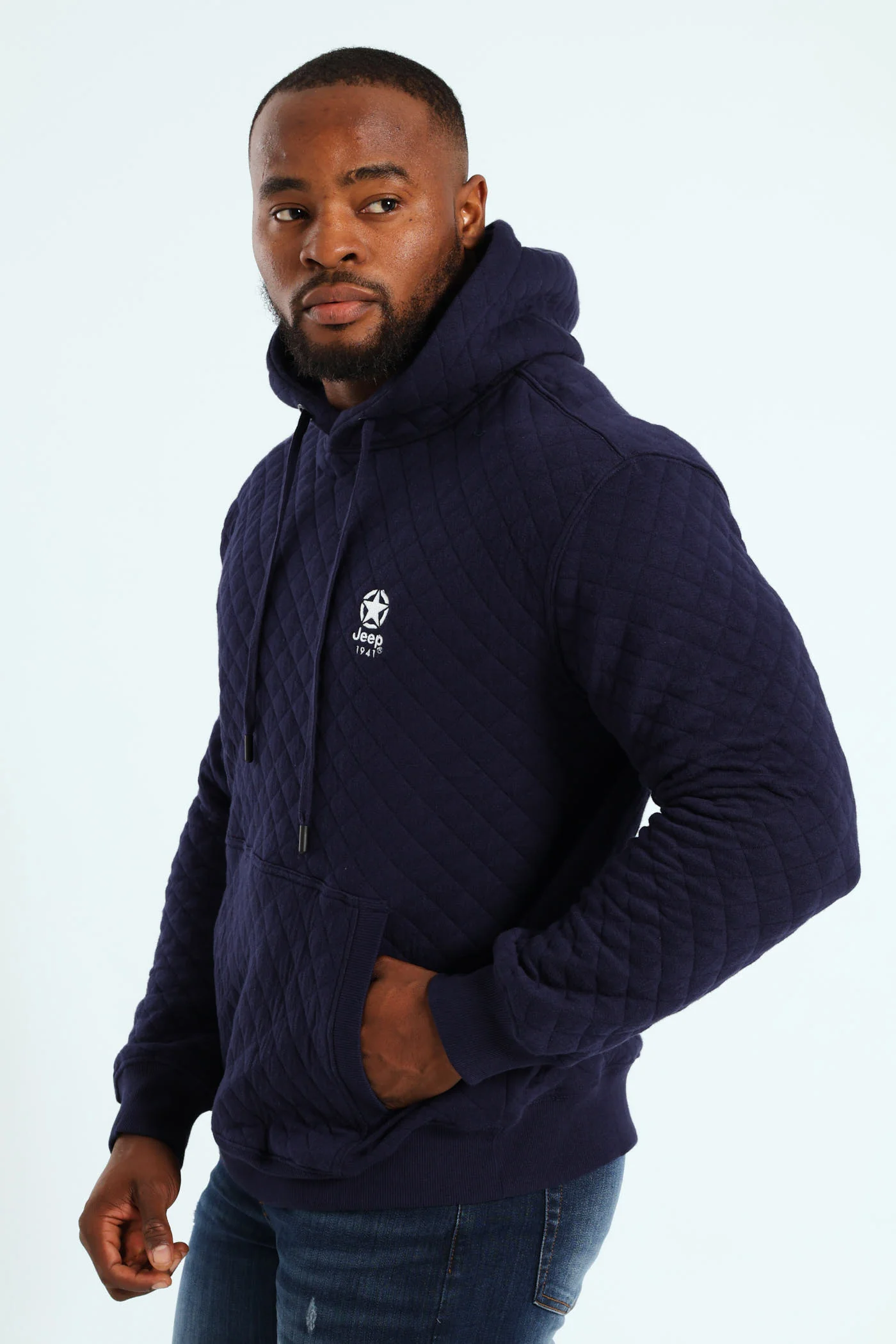 Jeep Quilted Fleece Hoody - Navy - Image 2