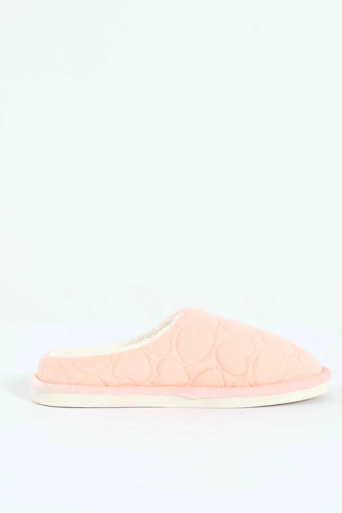 Jersey Knit Mule Slipper With Embossed Hearts - Blush - Image 3