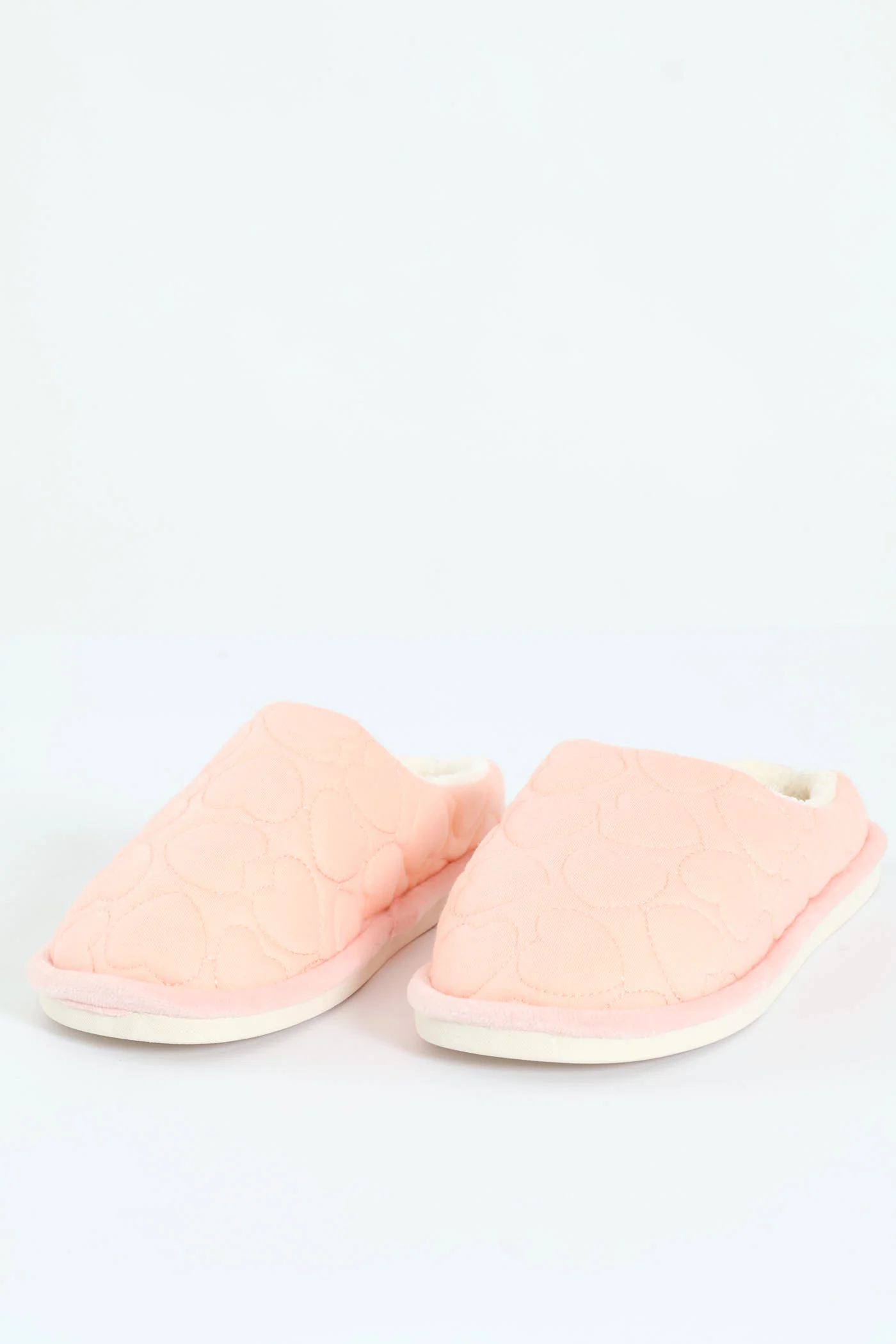Jersey Knit Mule Slipper With Embossed Hearts - Blush - Image 4