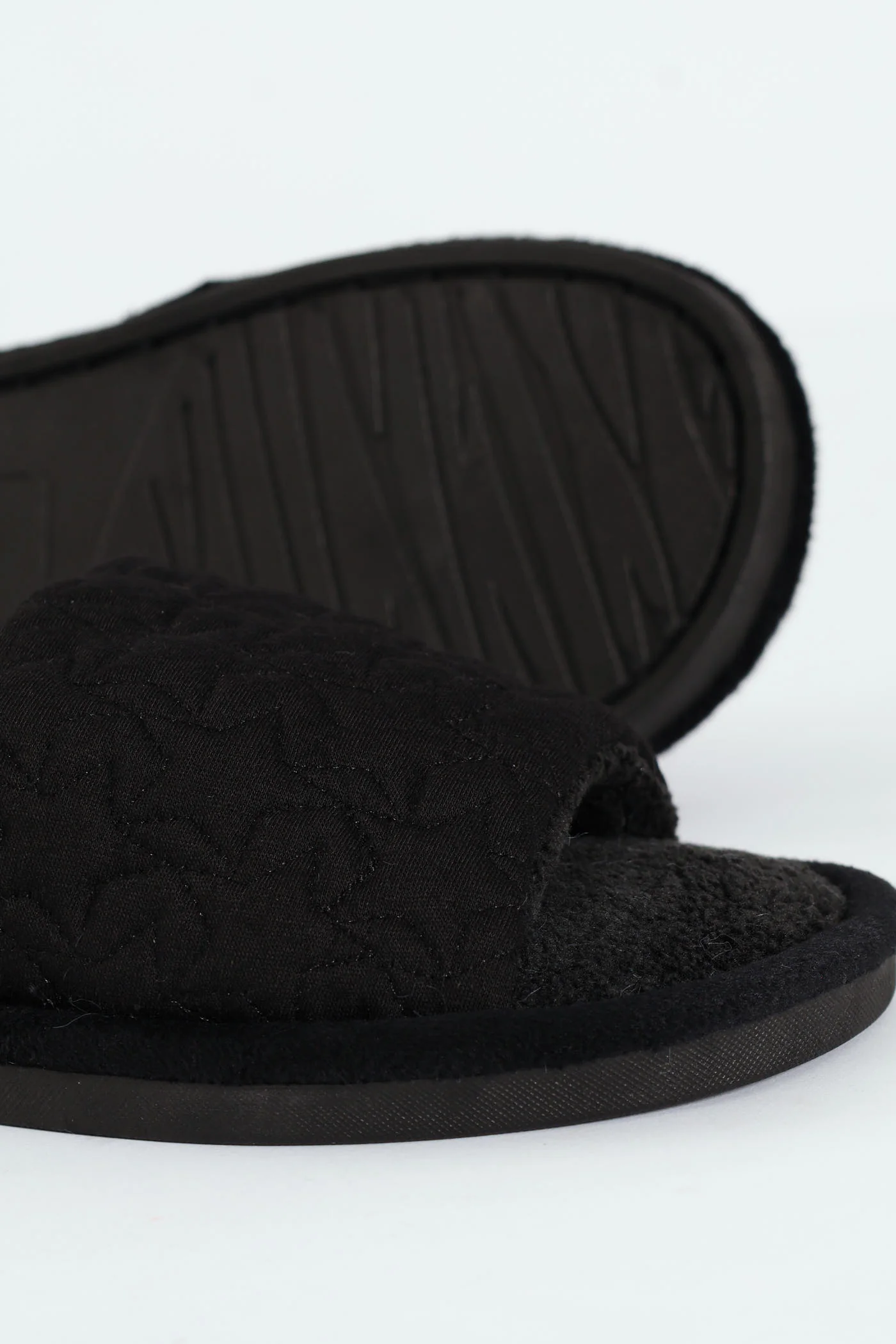 Jersey Knit Single Band Mule Slipper - Black - Image 2