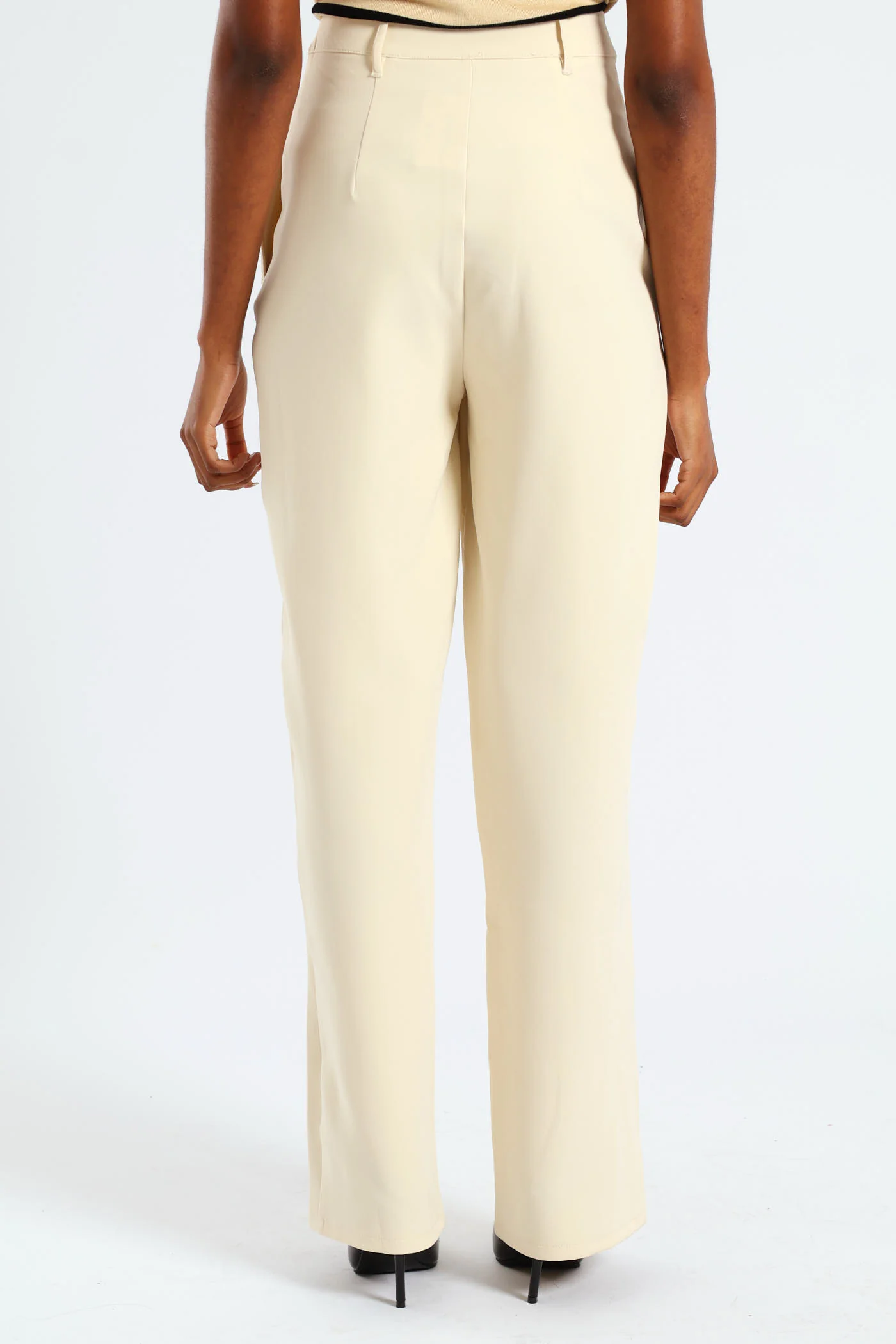 Jet Pocket Pin Tuck Straight Leg Pant - Cream - Image 3
