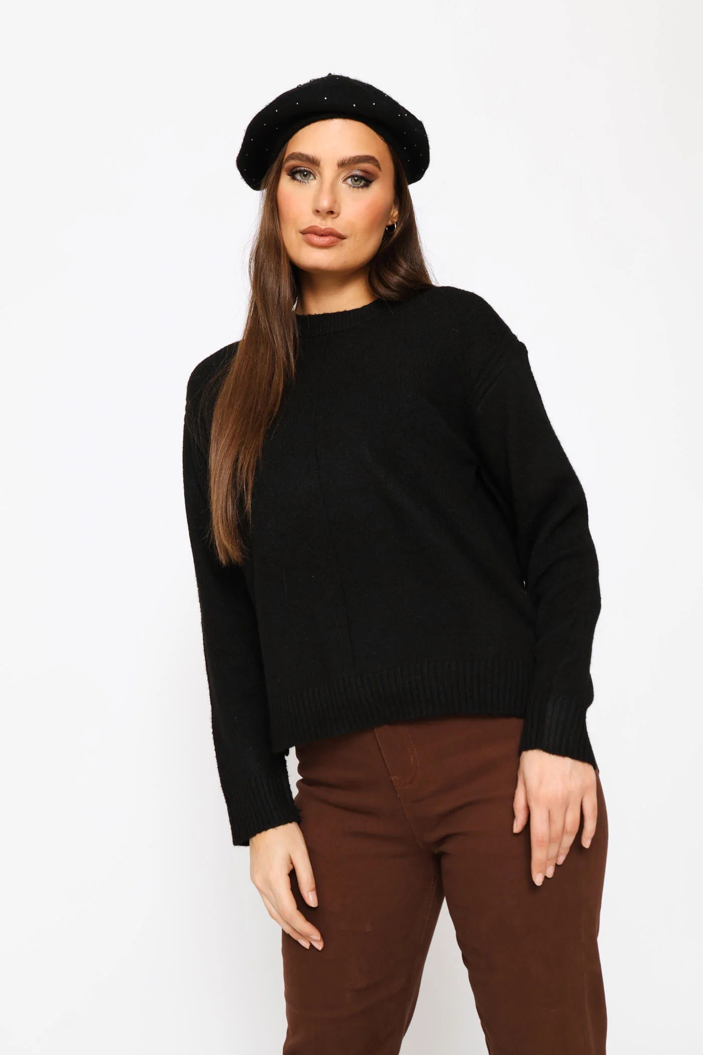 Jewel Embellished Beret - Black - Image 4