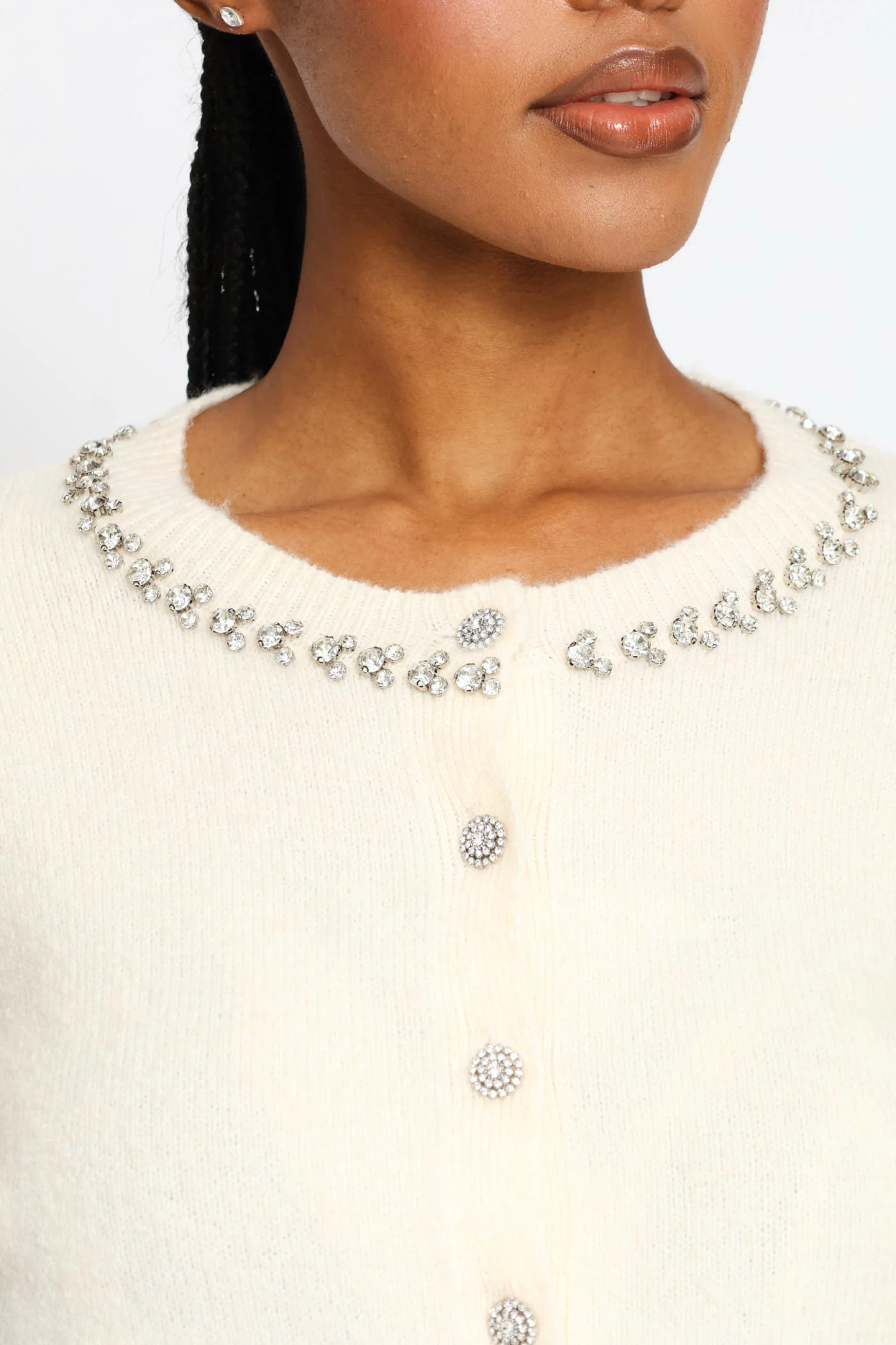 Jewel Mohair Cardi - Cream - Image 2