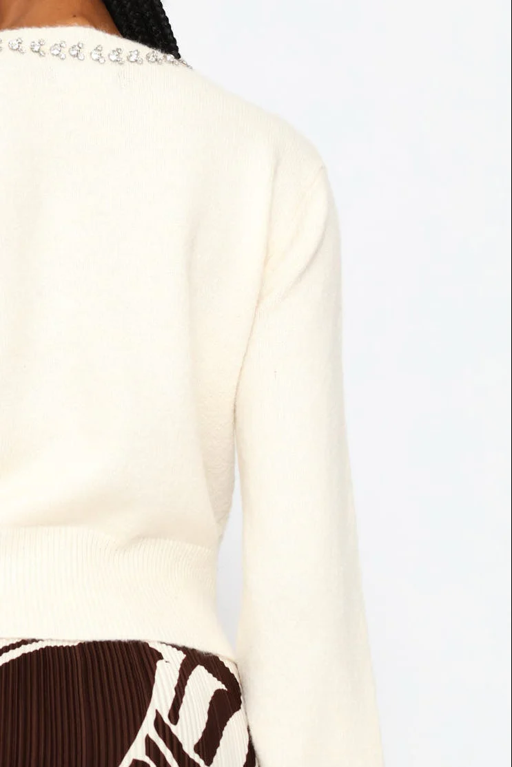 Jewel Mohair Cardi - Cream - Image 4