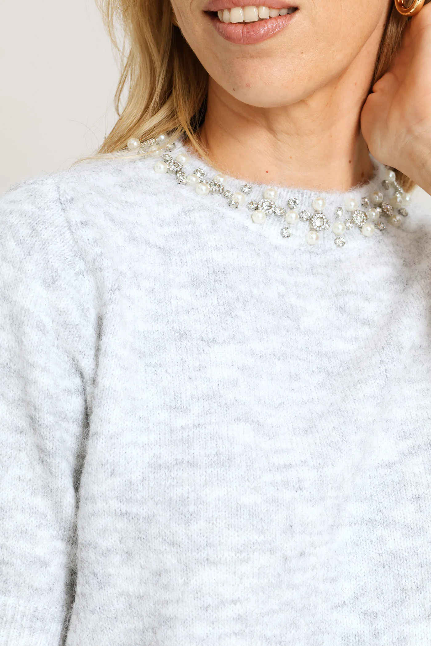 Jewel Mohair Pullover - Ice Grey - Image 2