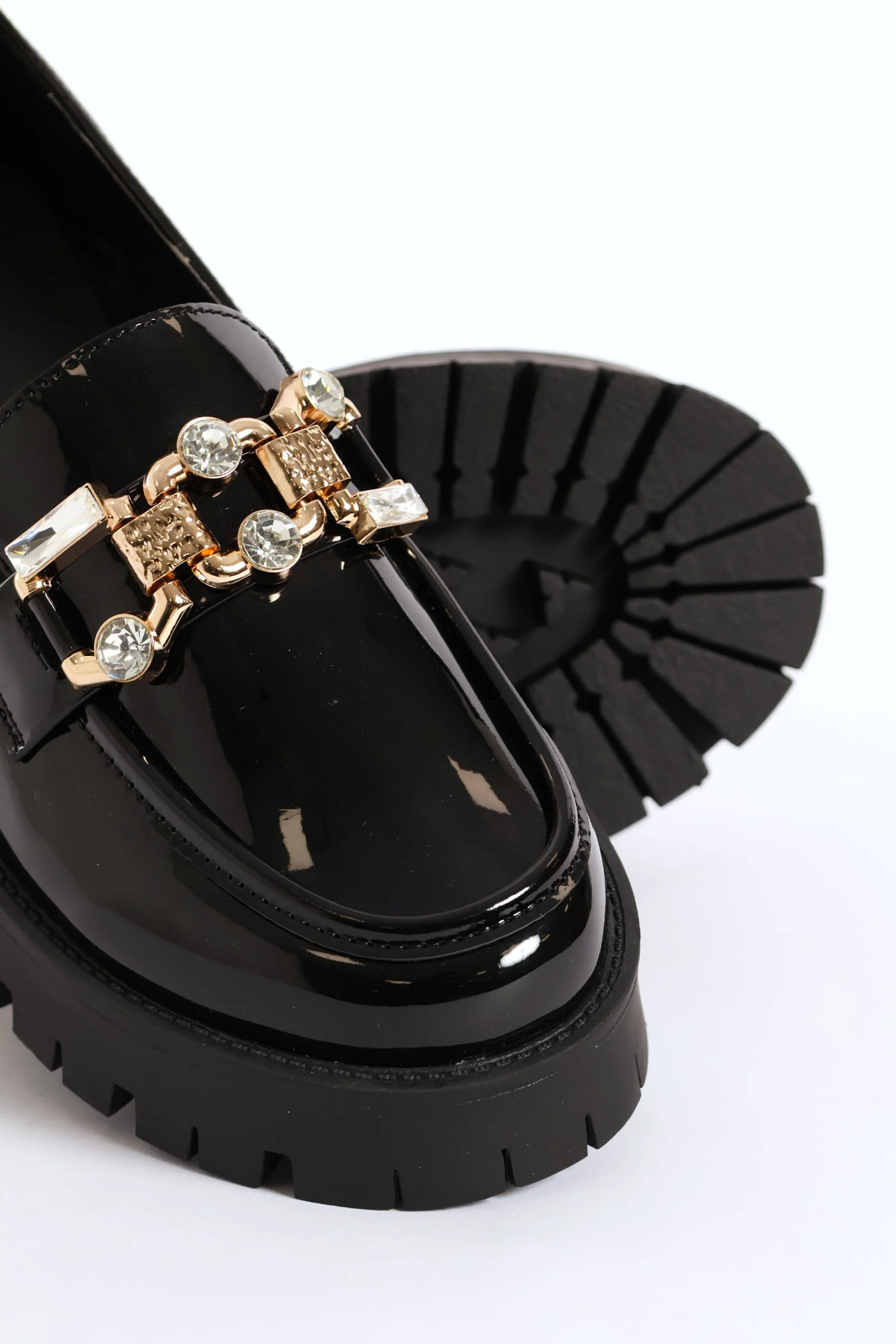Jewel Trim Chunky Loafer - Black - Image 2