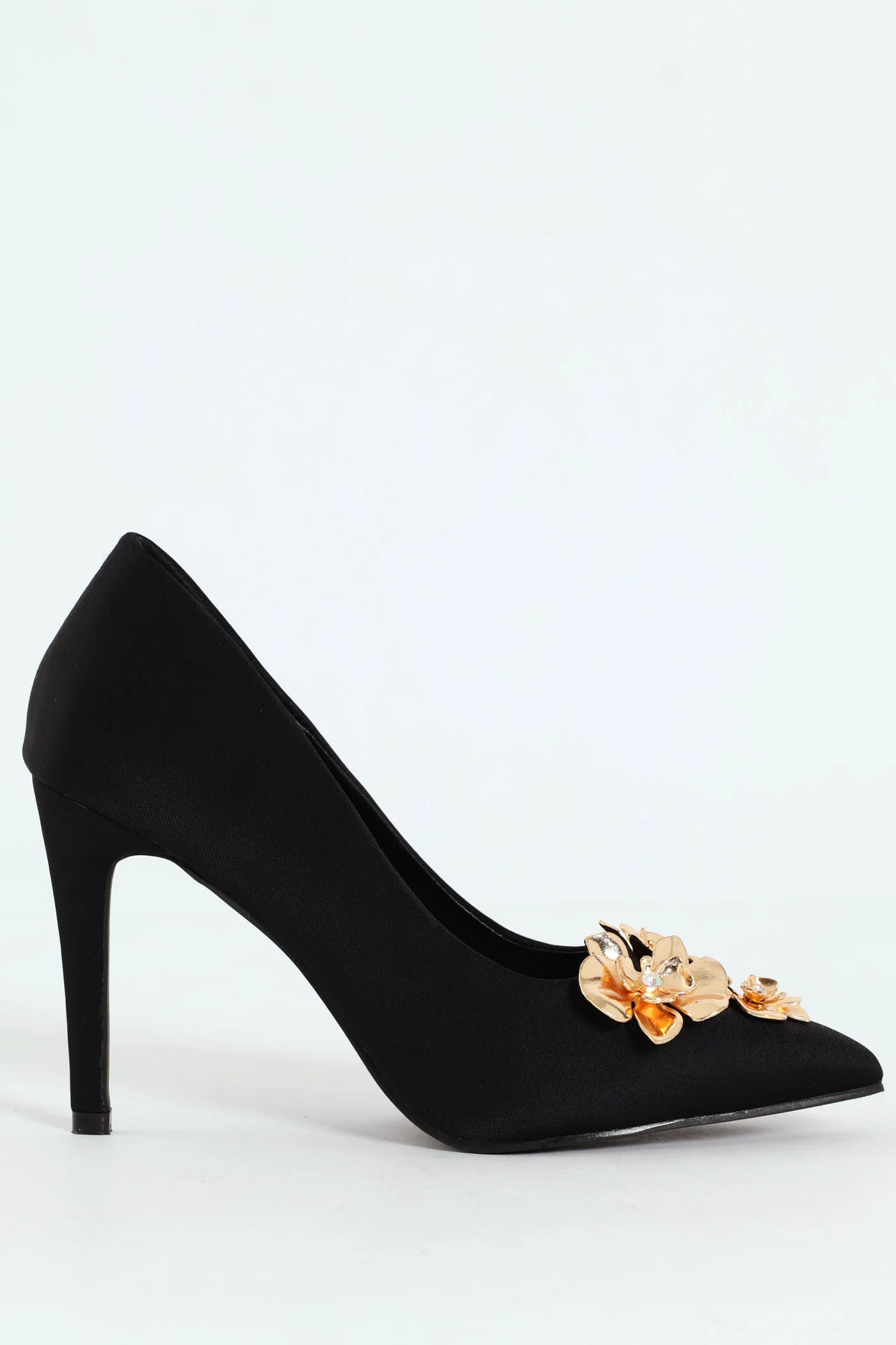 Jewelled Trimmed Court Heel - Black - Image 4