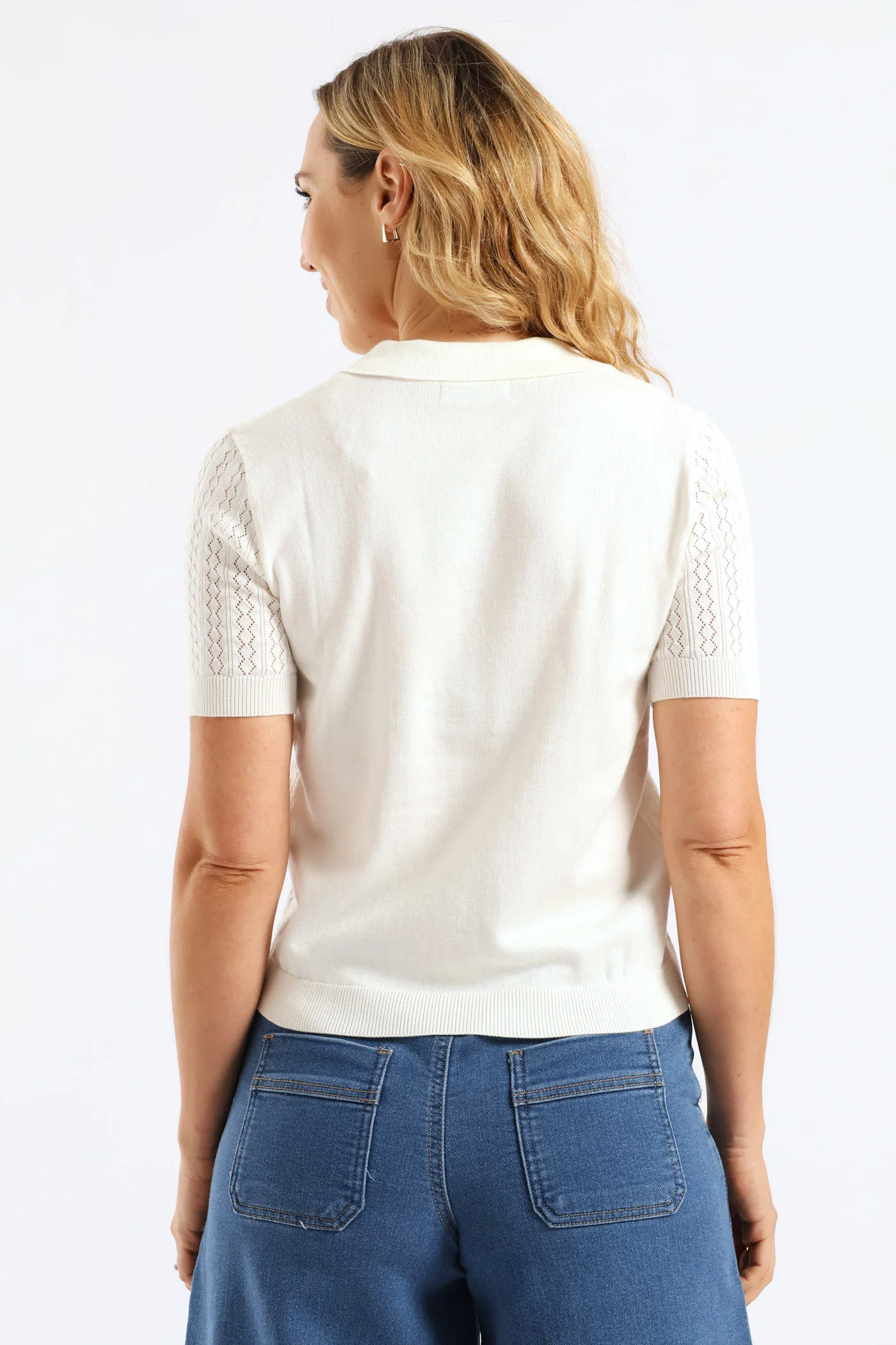 Johnny Collar Knitwear Top - White - Image 4