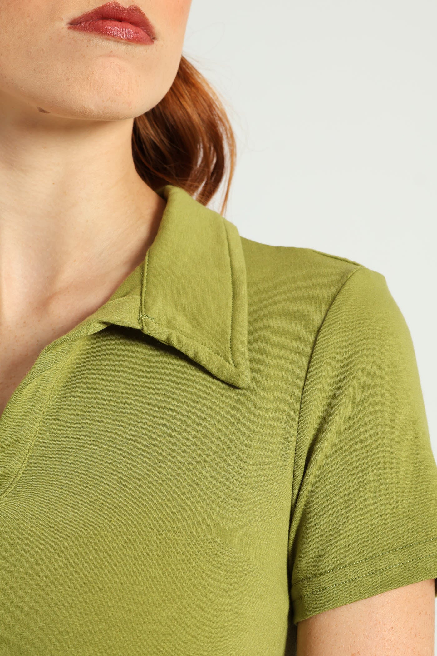 Jonny Collar Tiered Cotton Combo Midaxi Dress - Olive - Image 4